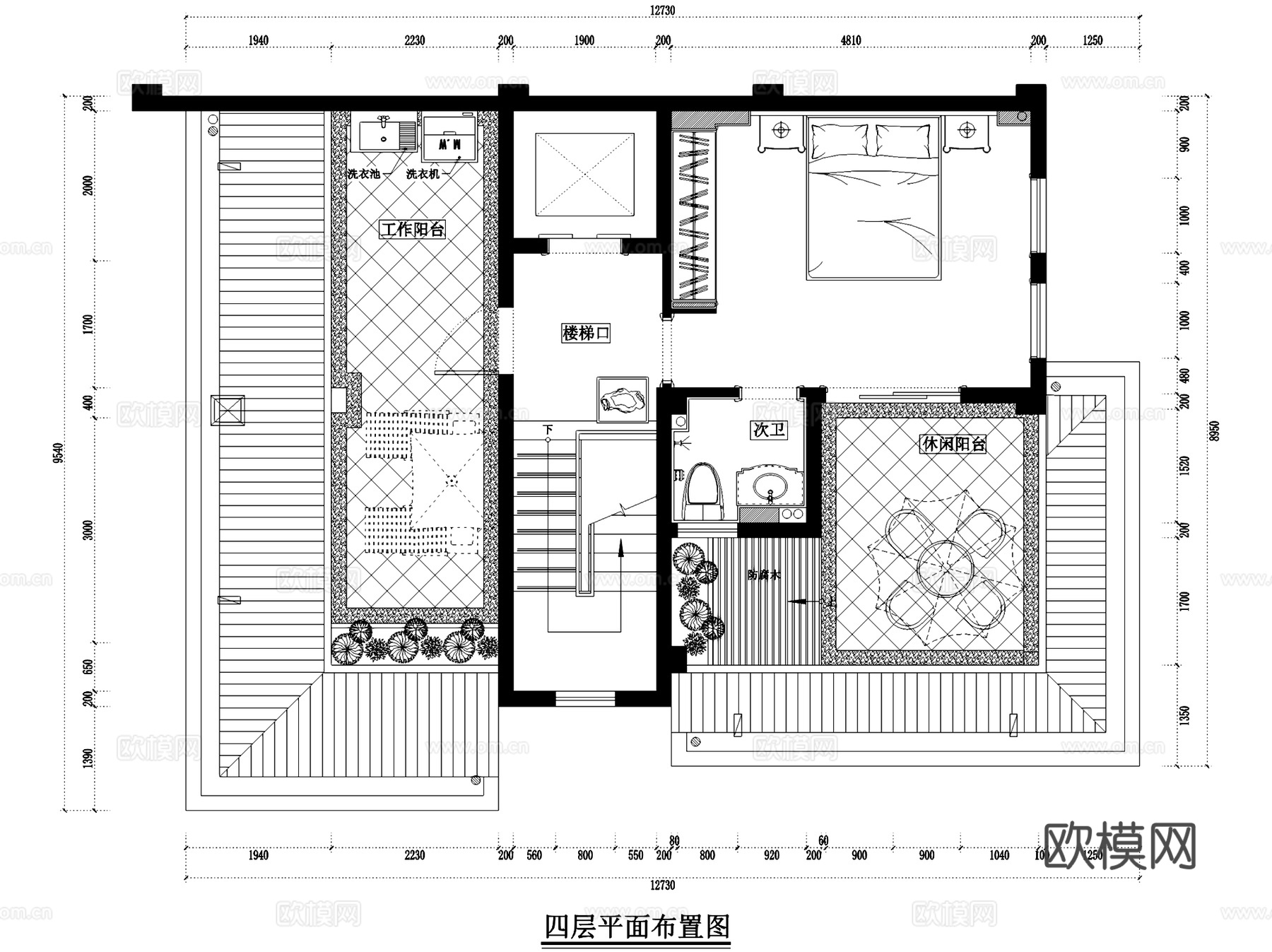 星海湾花园26#A四层别墅样板房室内家装CAD施工图cad施工图
