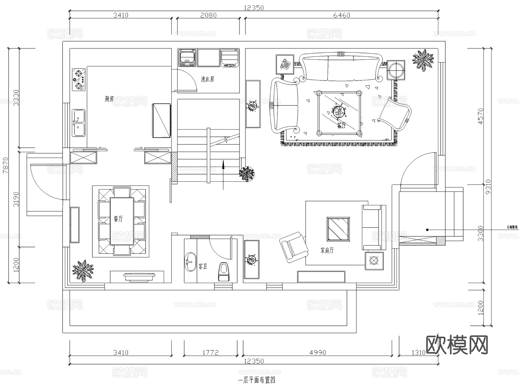 三层别墅带地下室室内家装CAD施工图cad施工图