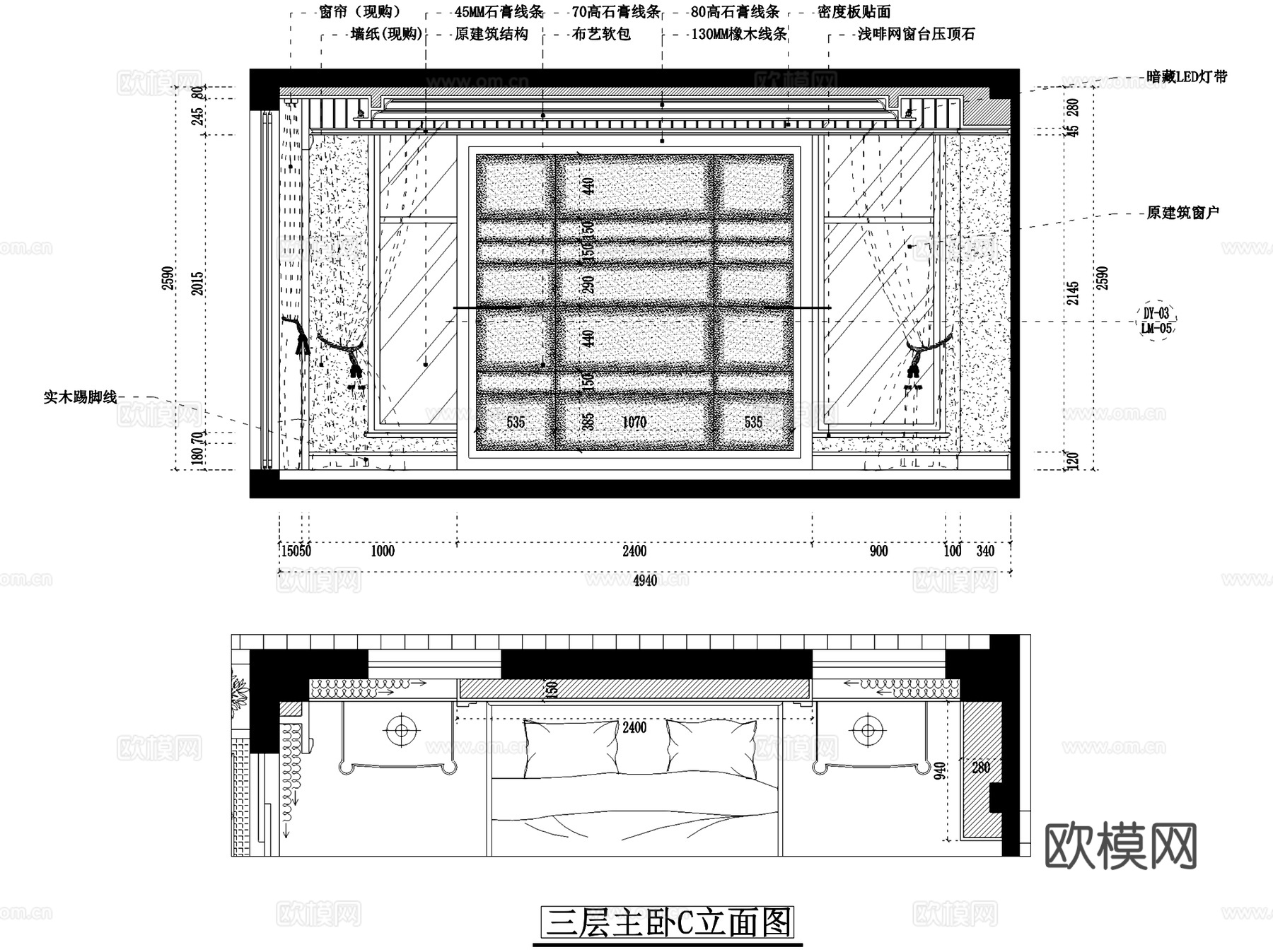 星海湾花园26#A四层别墅样板房室内家装CAD施工图cad施工图