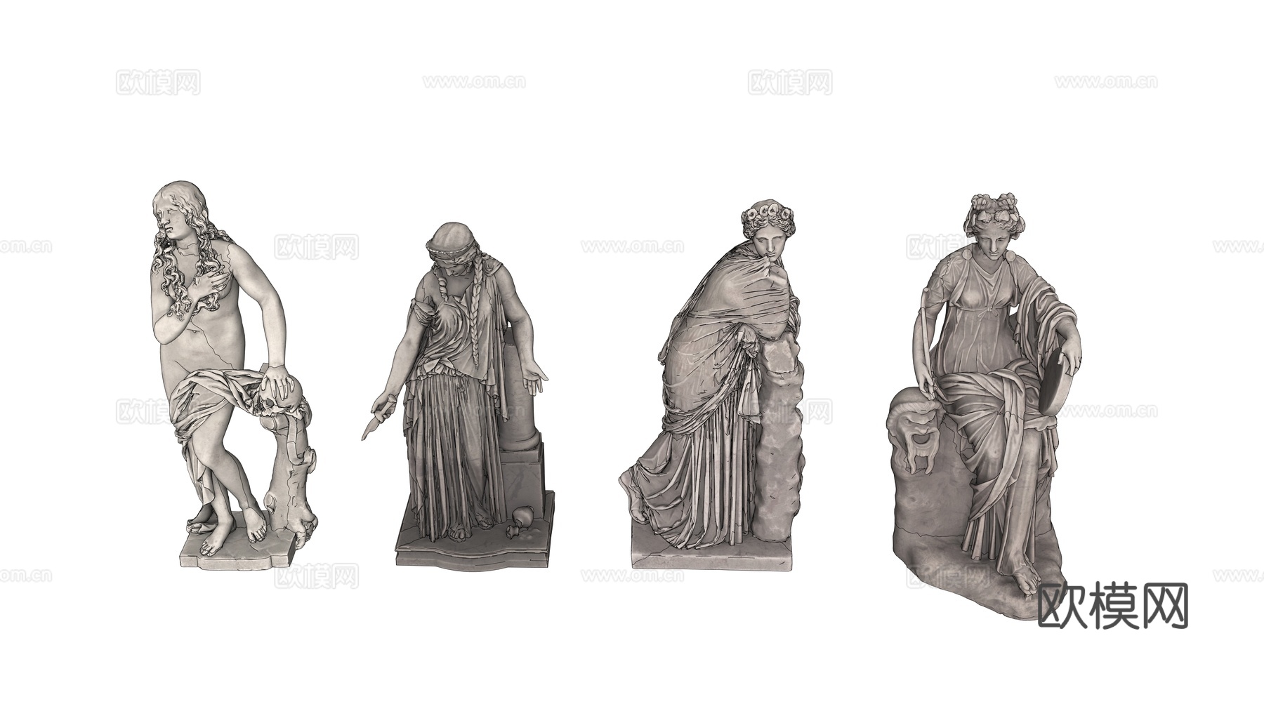 雕像 石像 欧式复古雕像 神话雕像 人物雕像su模型