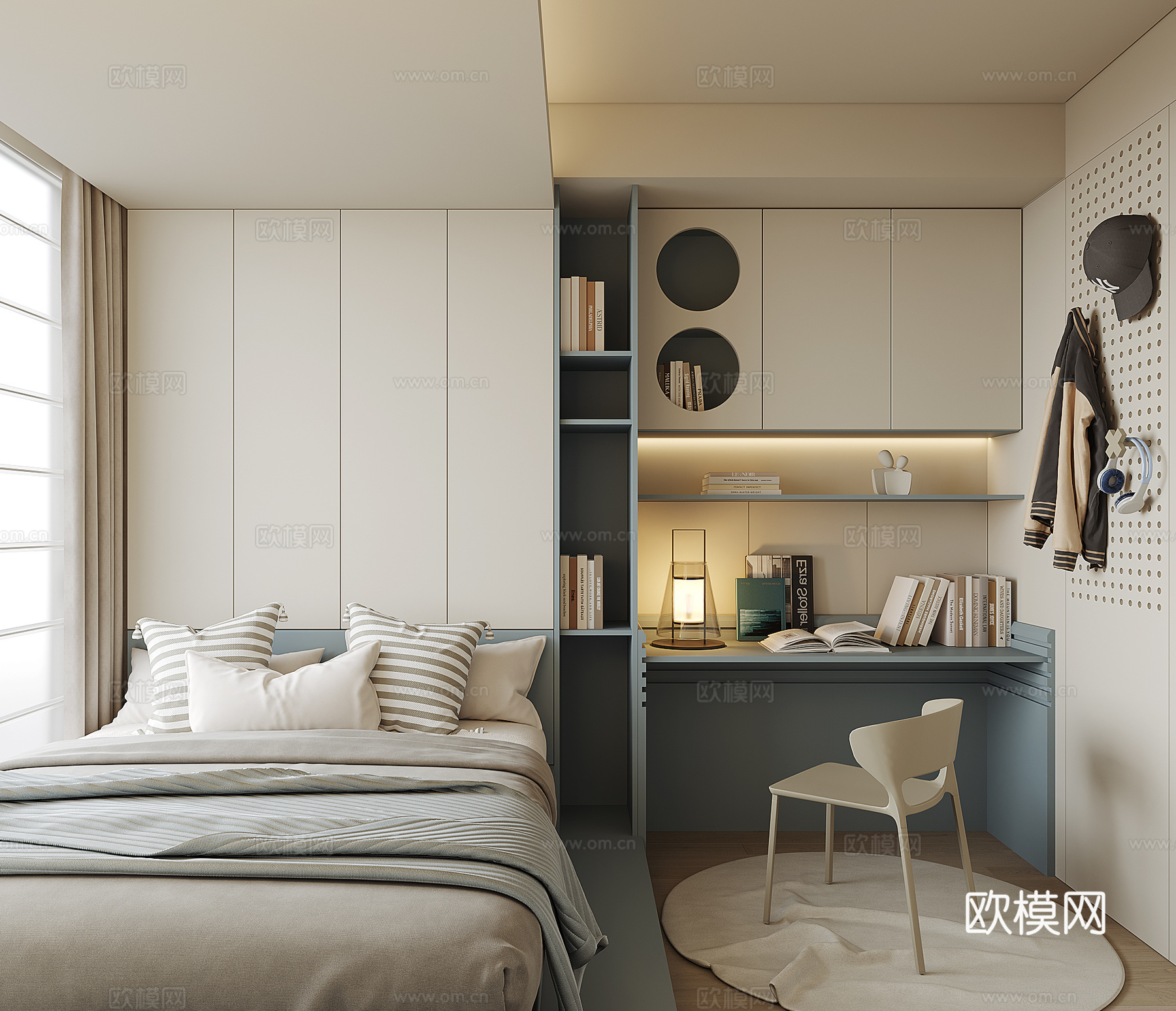 现代榻榻米卧室su模型