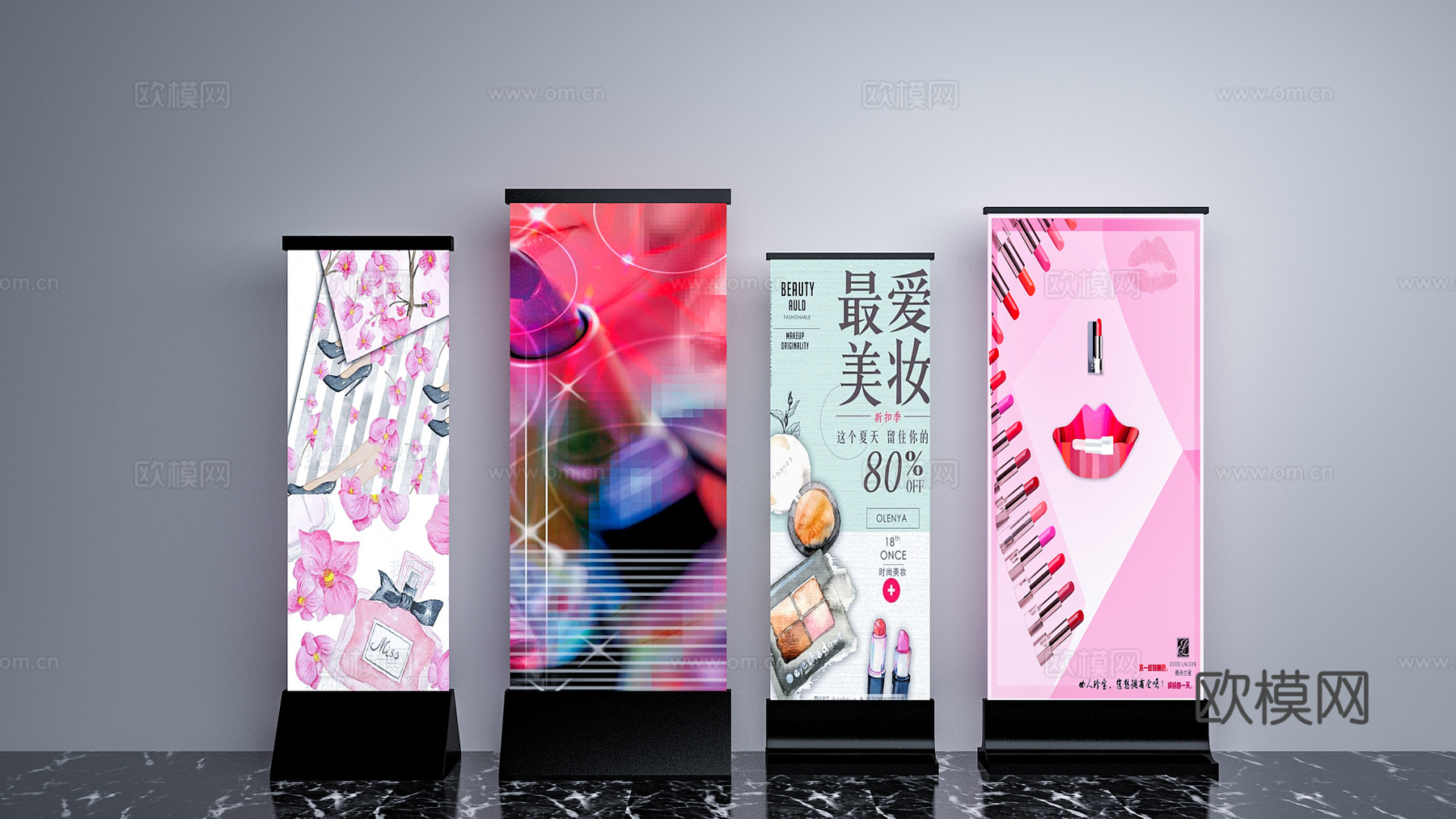 其它展示架易拉宝海报展示3d模型下载（渲染图1）