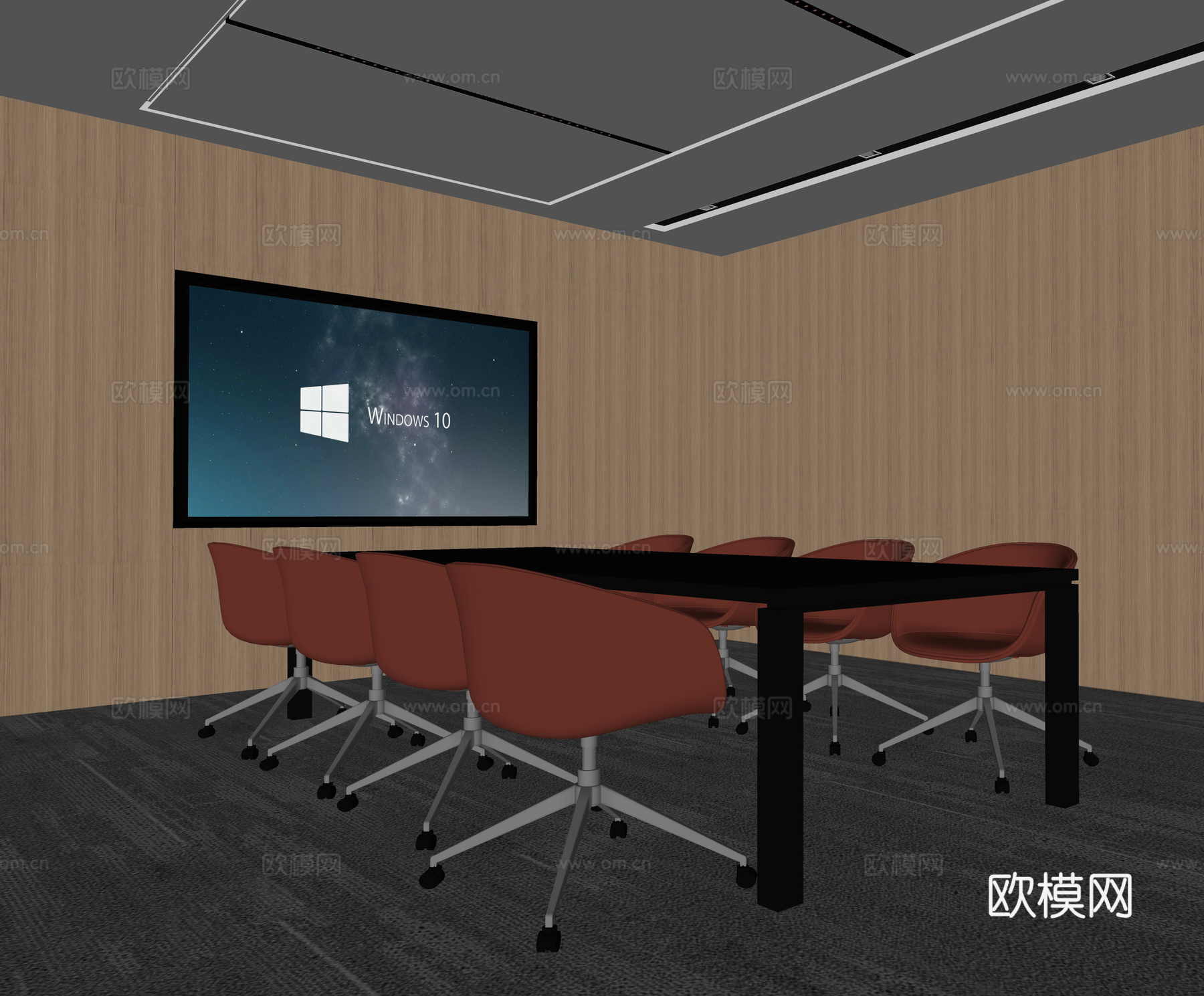 现代会议室 办公椅 会议桌椅su模型