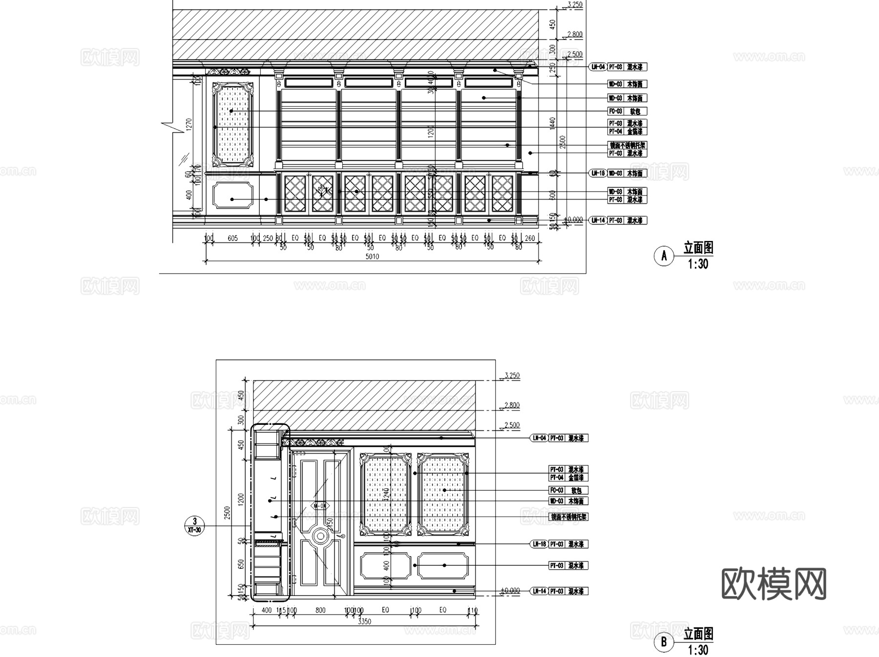 欧式古典二层别墅室内家装CAD施工图整套cad施工图