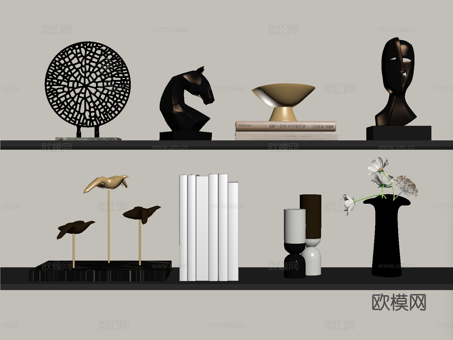 现代装饰摆件组合su模型