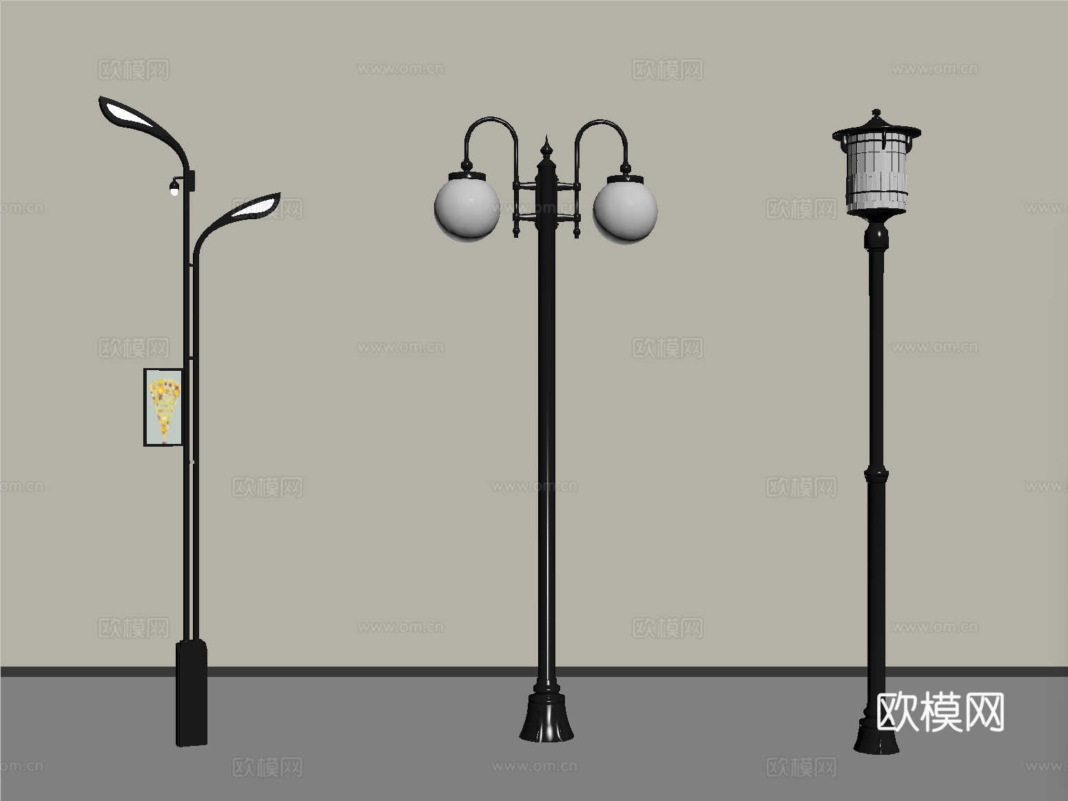 法式路灯 庭院灯 户外灯su模型
