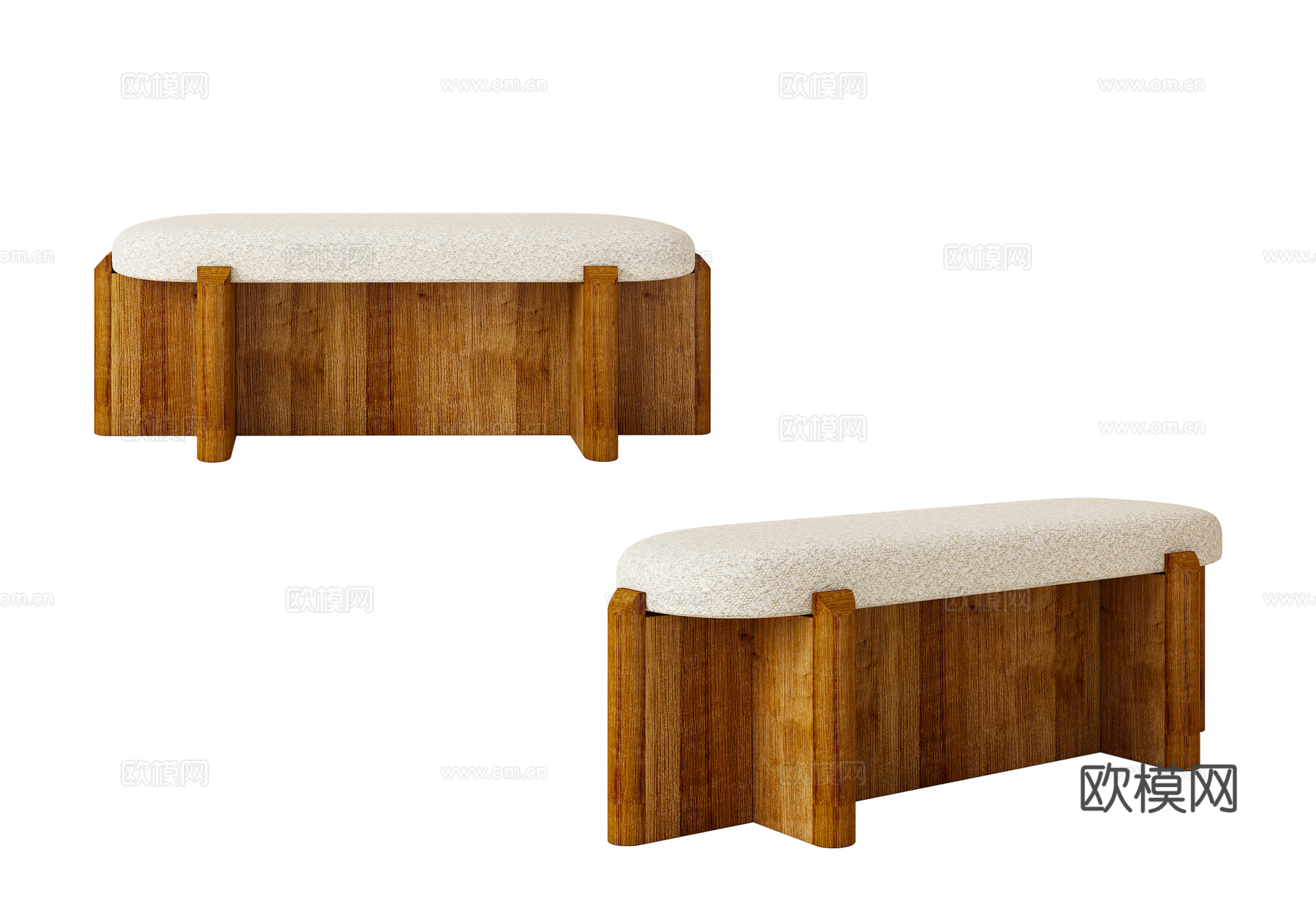 侘寂风长凳 沙发凳 木凳 床尾凳su模型