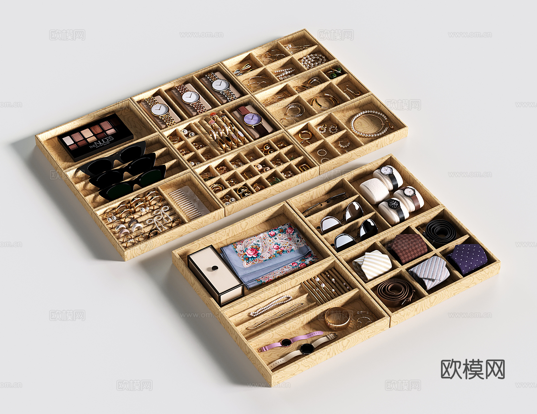 现代首饰柜 首饰收纳盒 手表 珠宝首饰 岛台首饰柜su模型