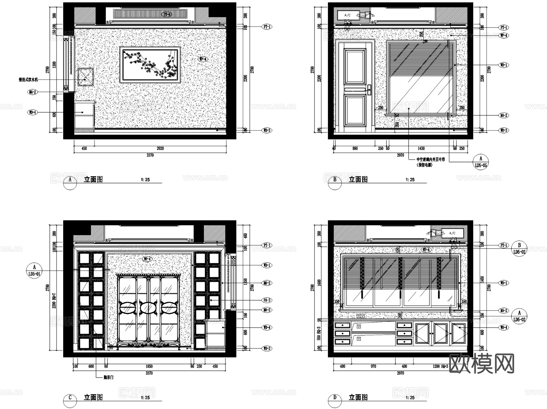 玉屏御景花园五层别墅室内家装CAD施工图整套cad施工图