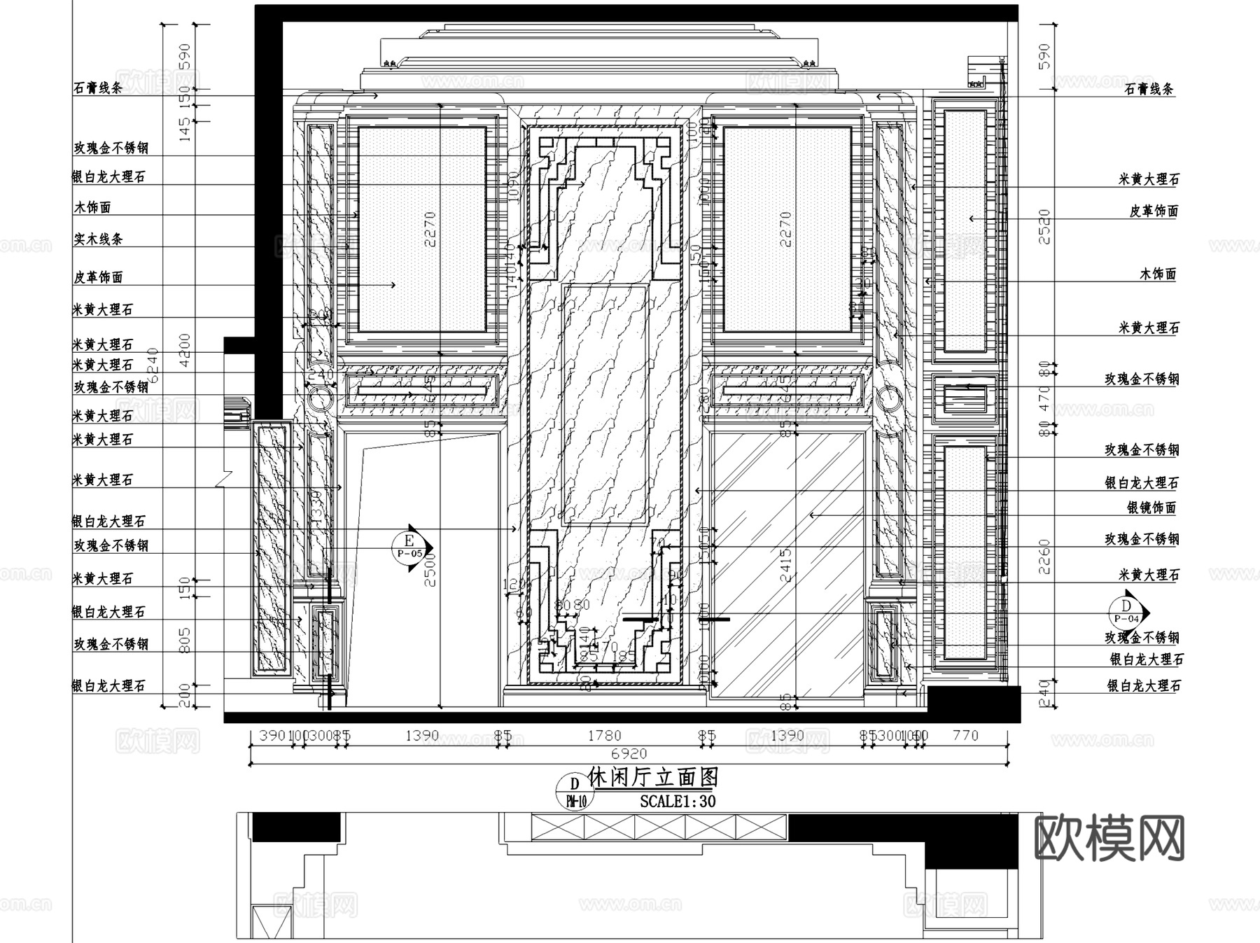 香蜜湖一号私宅雅居大平层室内家装CAD施工图整套cad施工图