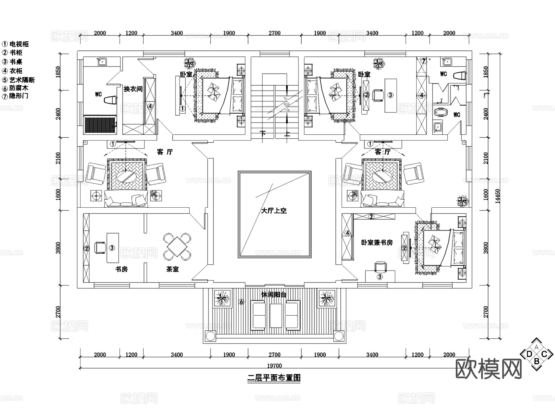 田园风三层自建别墅室内家装CAD施工图cad施工图