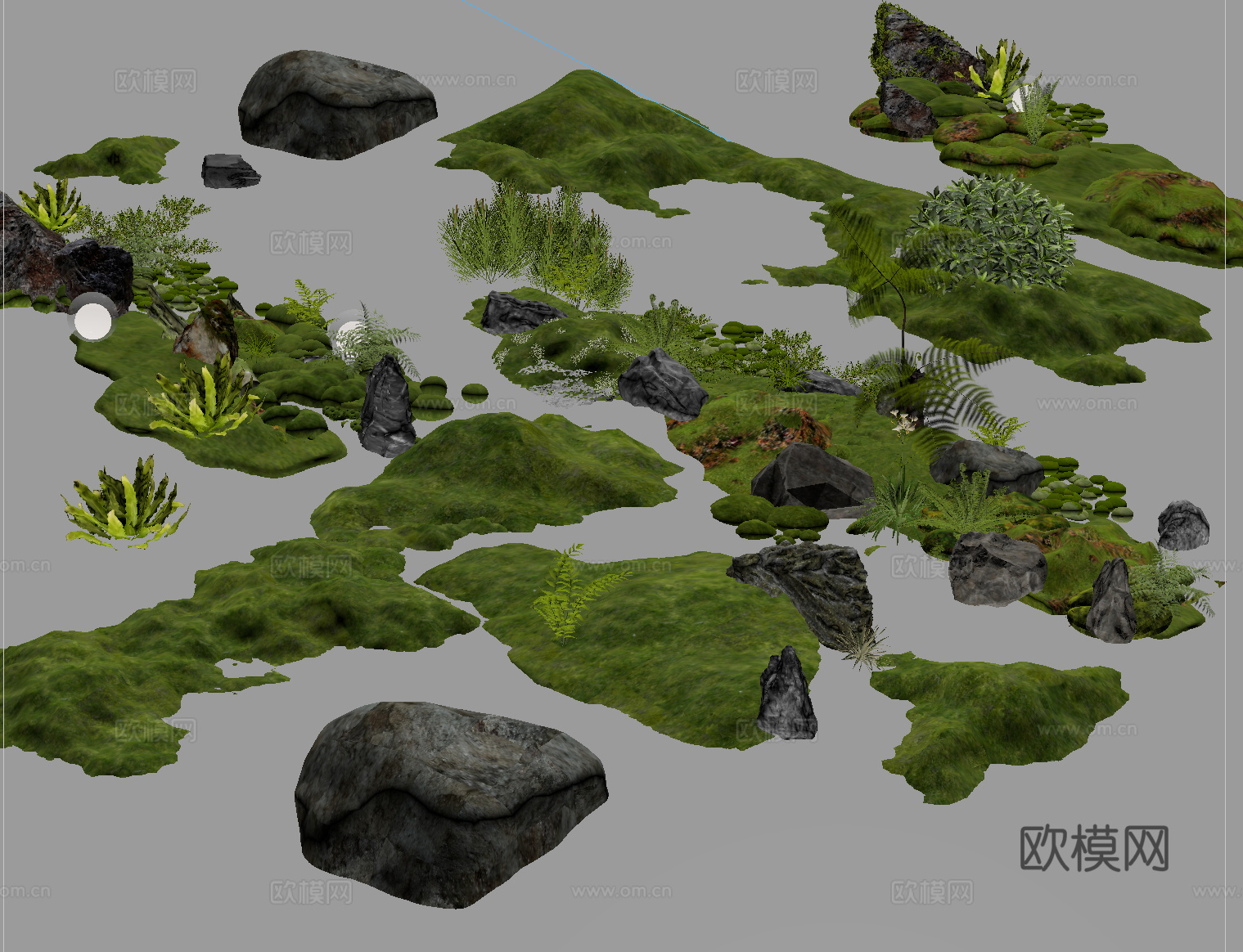 现代微地形组合 石头植物组合 庭院造型su模型