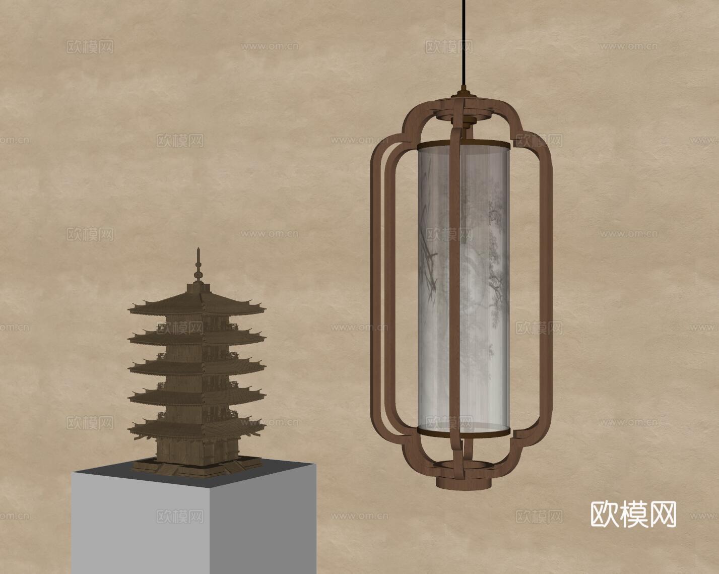 宋式吊灯 吊灯 装饰吊灯  小吊灯  艺术吊灯su模型