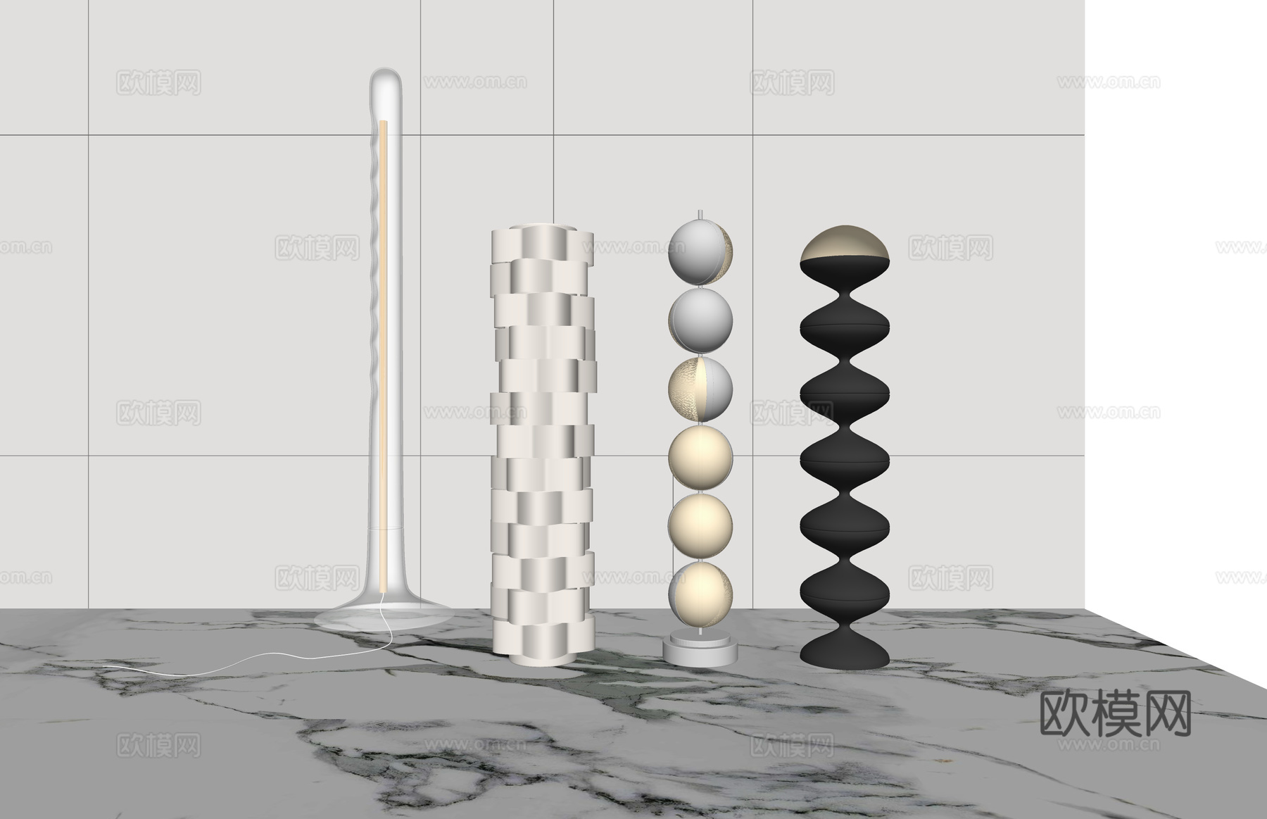 摆件 架子 桌子 灯具 书籍su模型