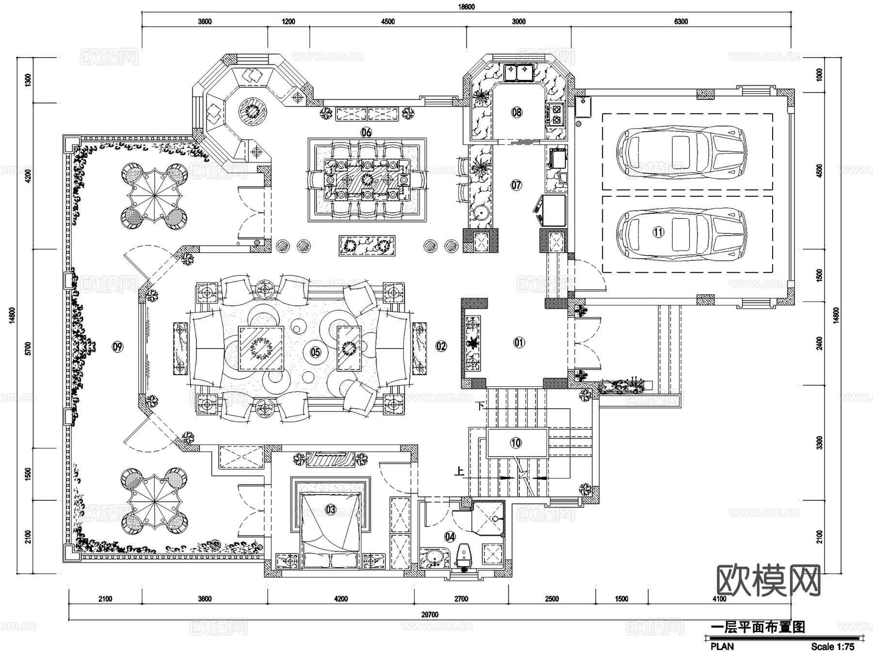 重庆保利高尔夫四期北70户型二层别墅室内家装CAD施工图整套cad施工图
