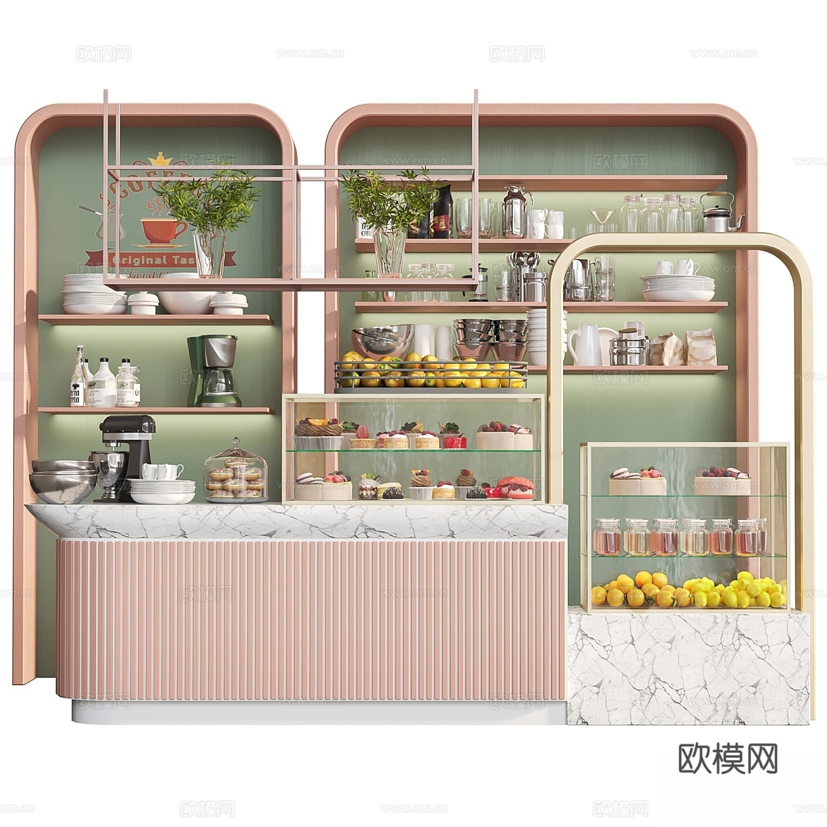 现代咖啡角配甜点3d模型