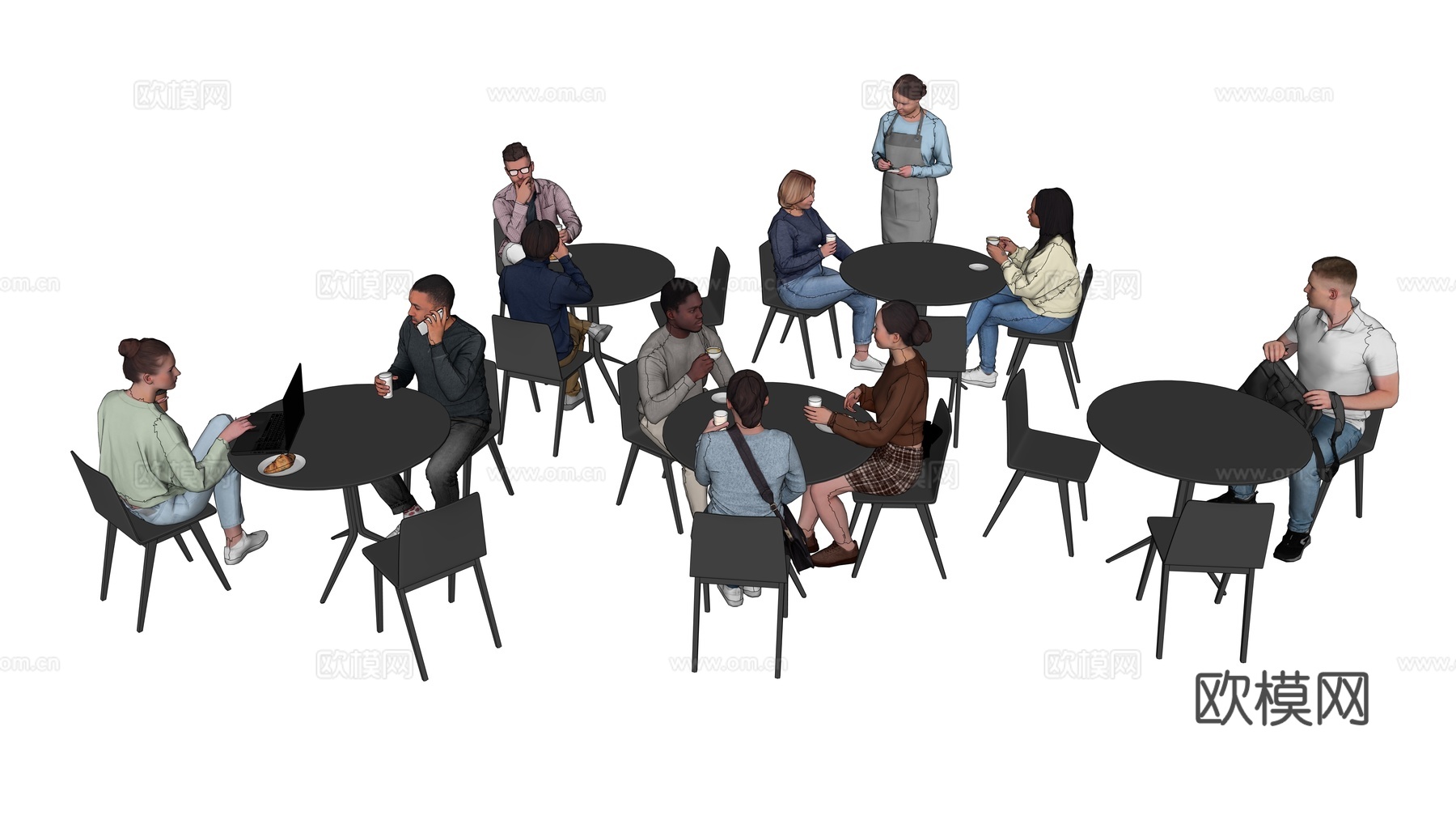 人物 多人 商务男女人物 人物组合 场景人物su模型