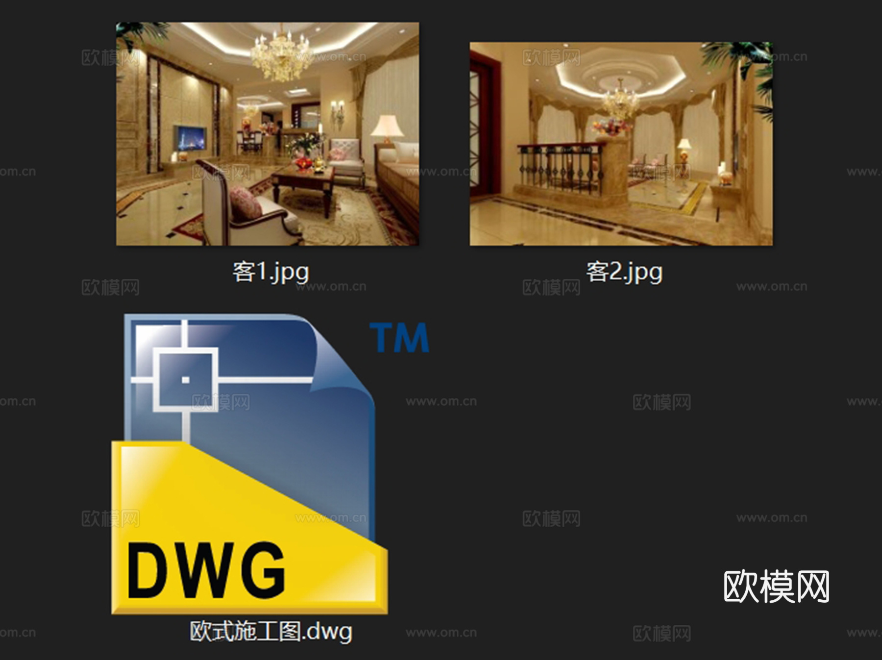 欧式四室两厅三卫室内家装CAD施工图cad施工图