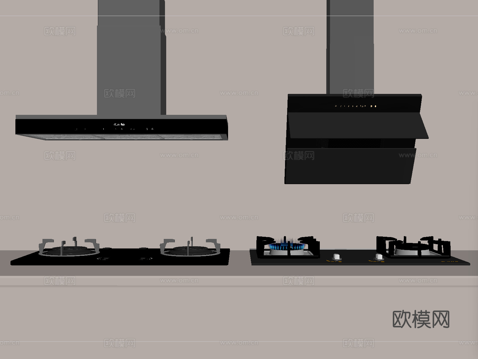 现代油烟机 燃气灶su模型