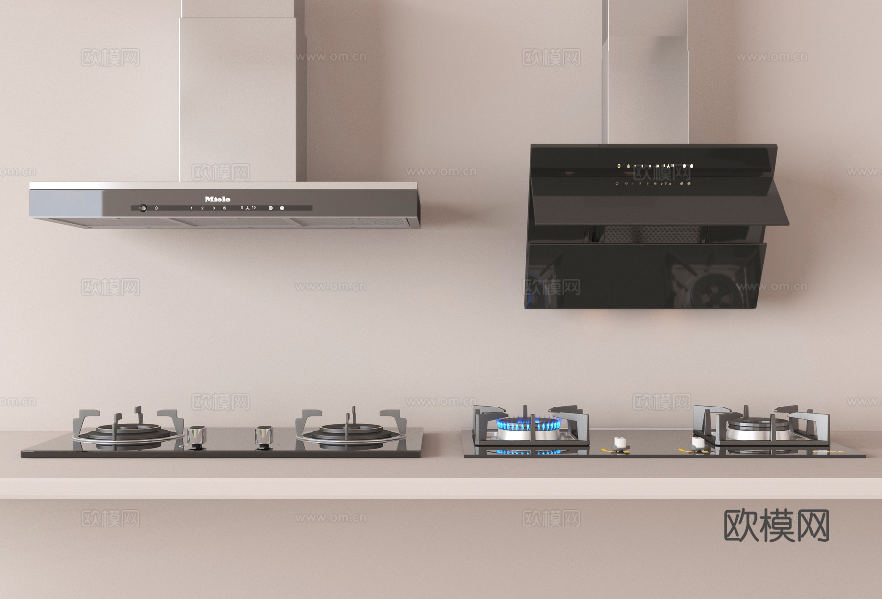 现代油烟机 燃气灶su模型