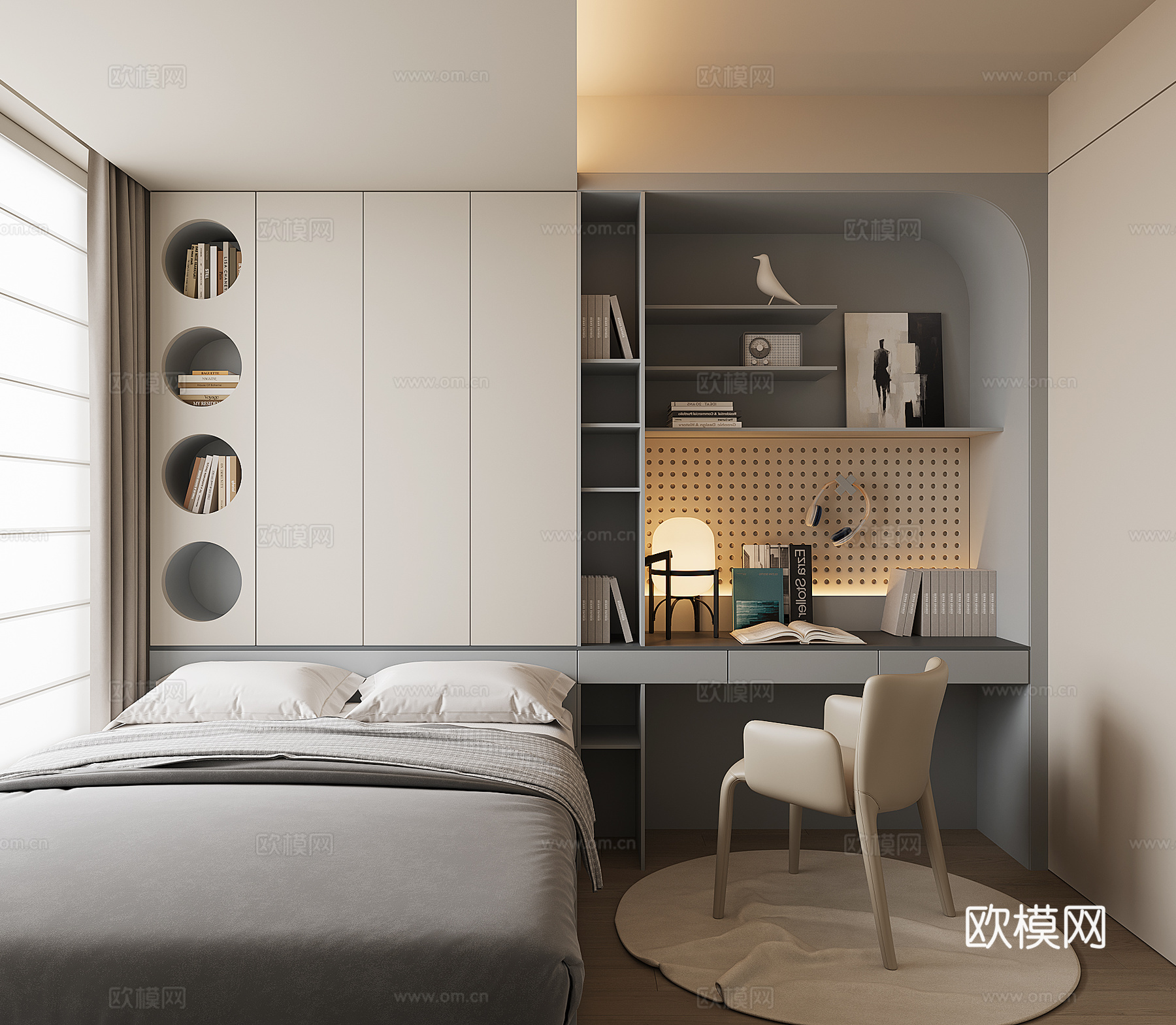 现代榻榻米卧室su模型