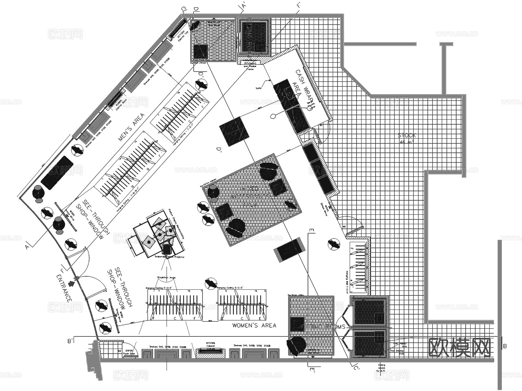 澳门四季酒店KENZO服装店室内工装CAD施工图cad施工图