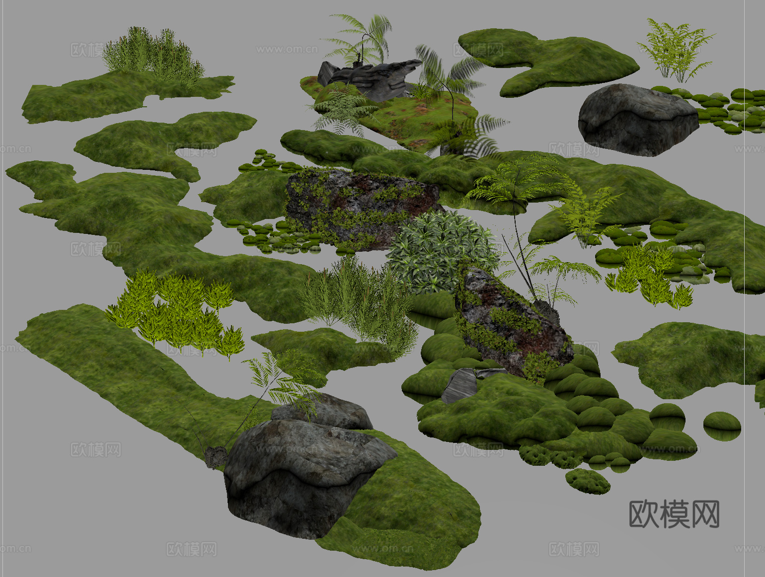 现代微地形组合 石头植物组合 庭院造型su模型