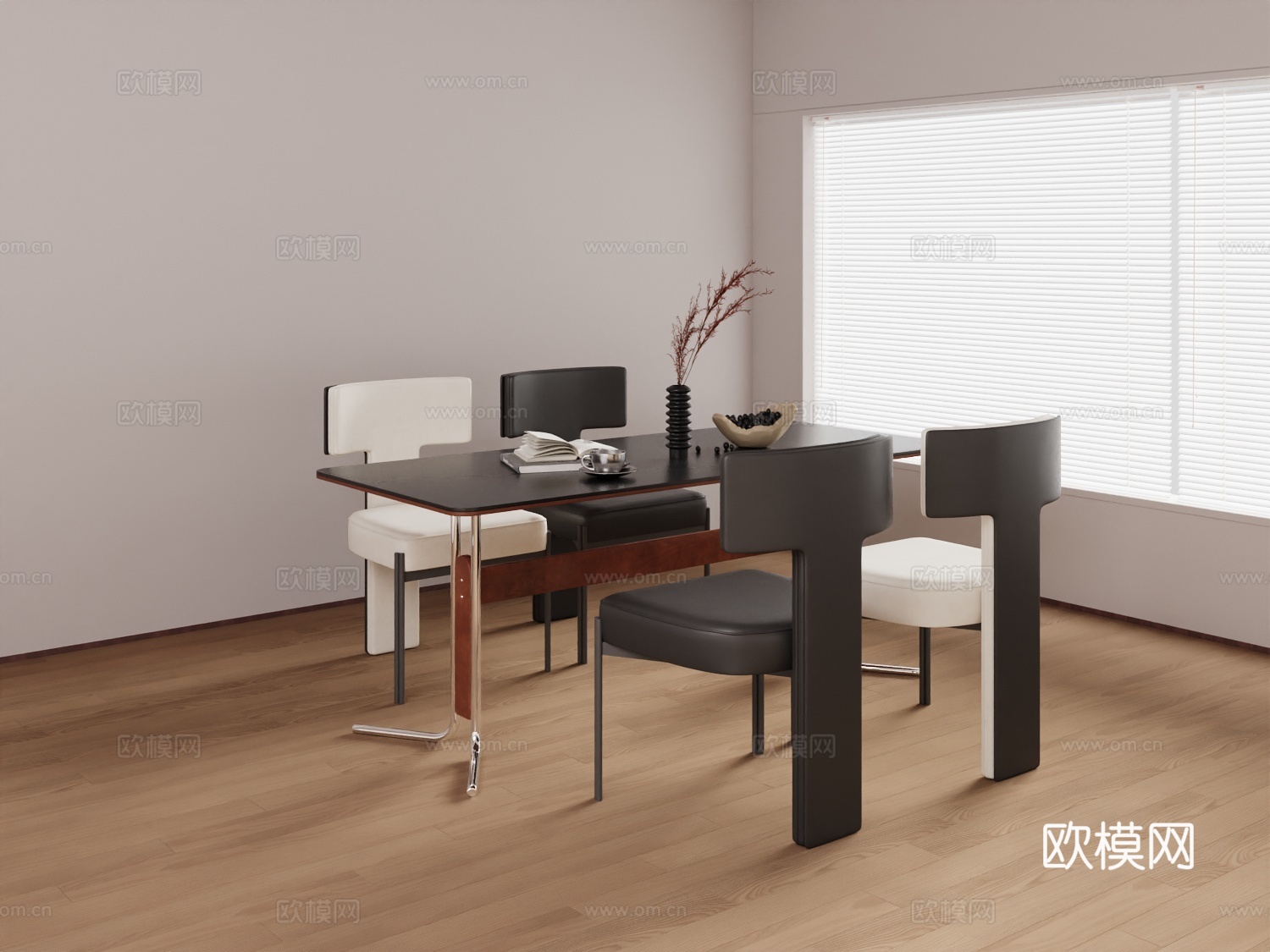 中古餐桌椅3d模型下载