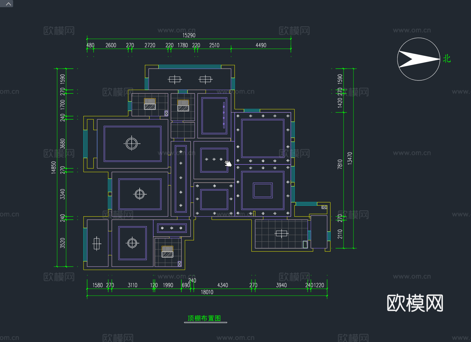 家装平面布置图顶棚布置图卧室立面图客厅立面图卫生间立面图cad施工图