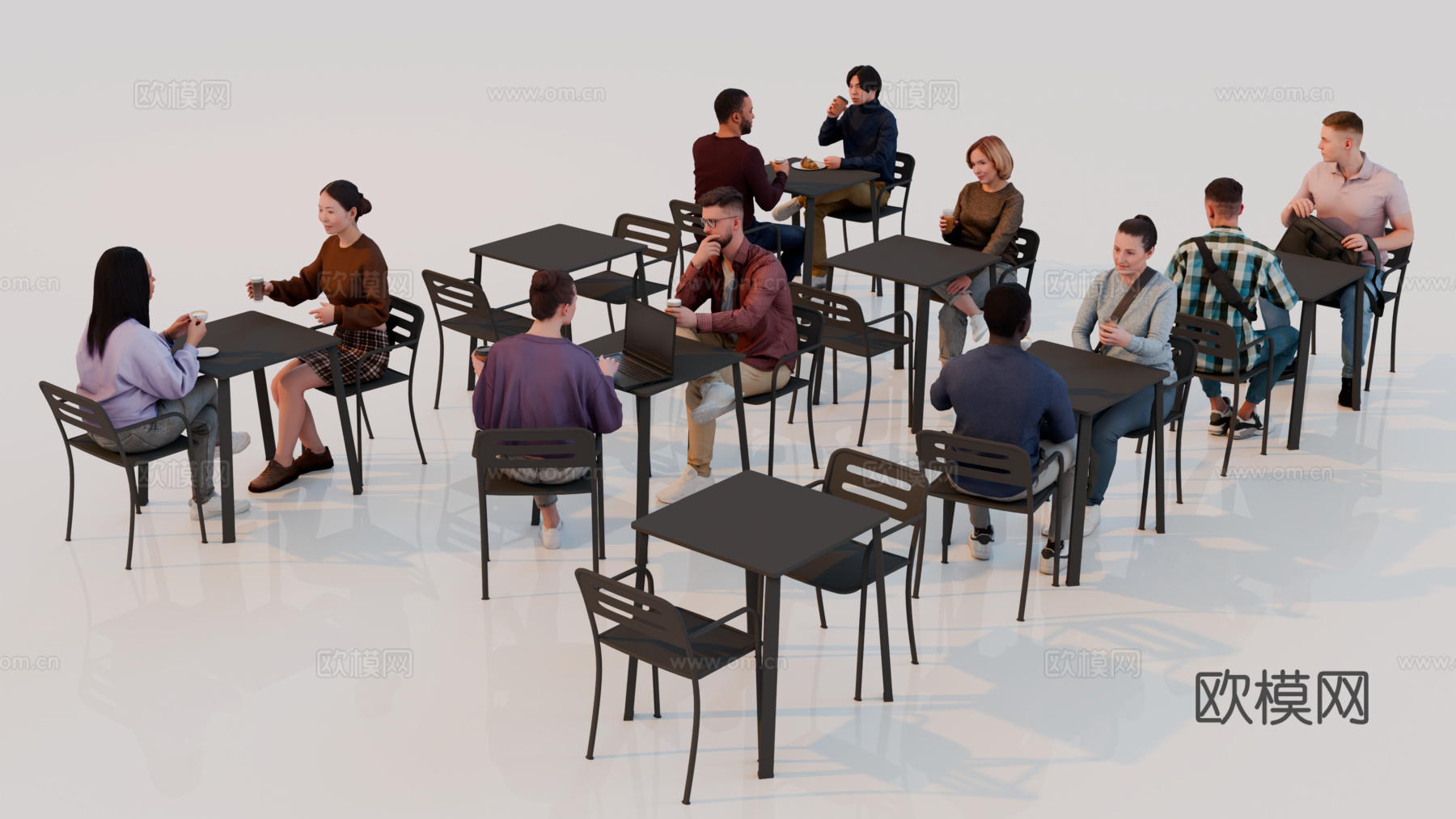 人物 多人 商务男女人物 人物组合 场景人物su模型