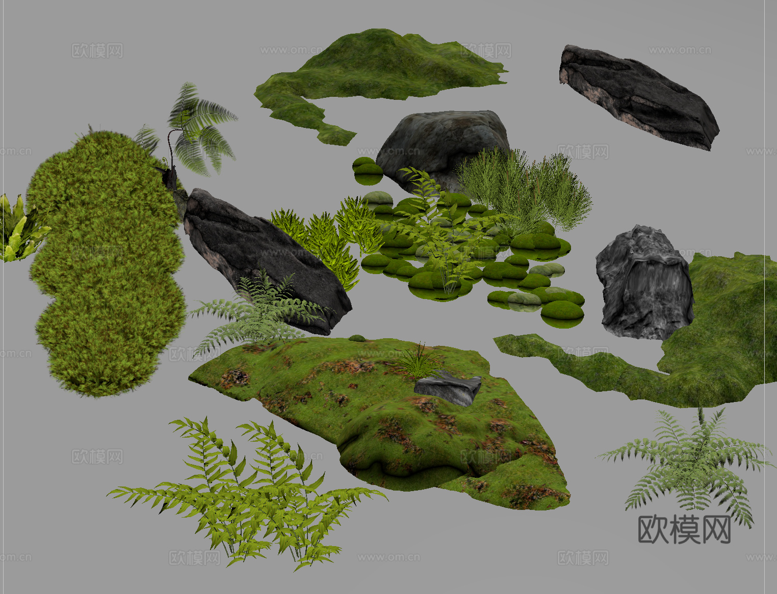 现代微地形组合 石头植物组合 庭院造型su模型