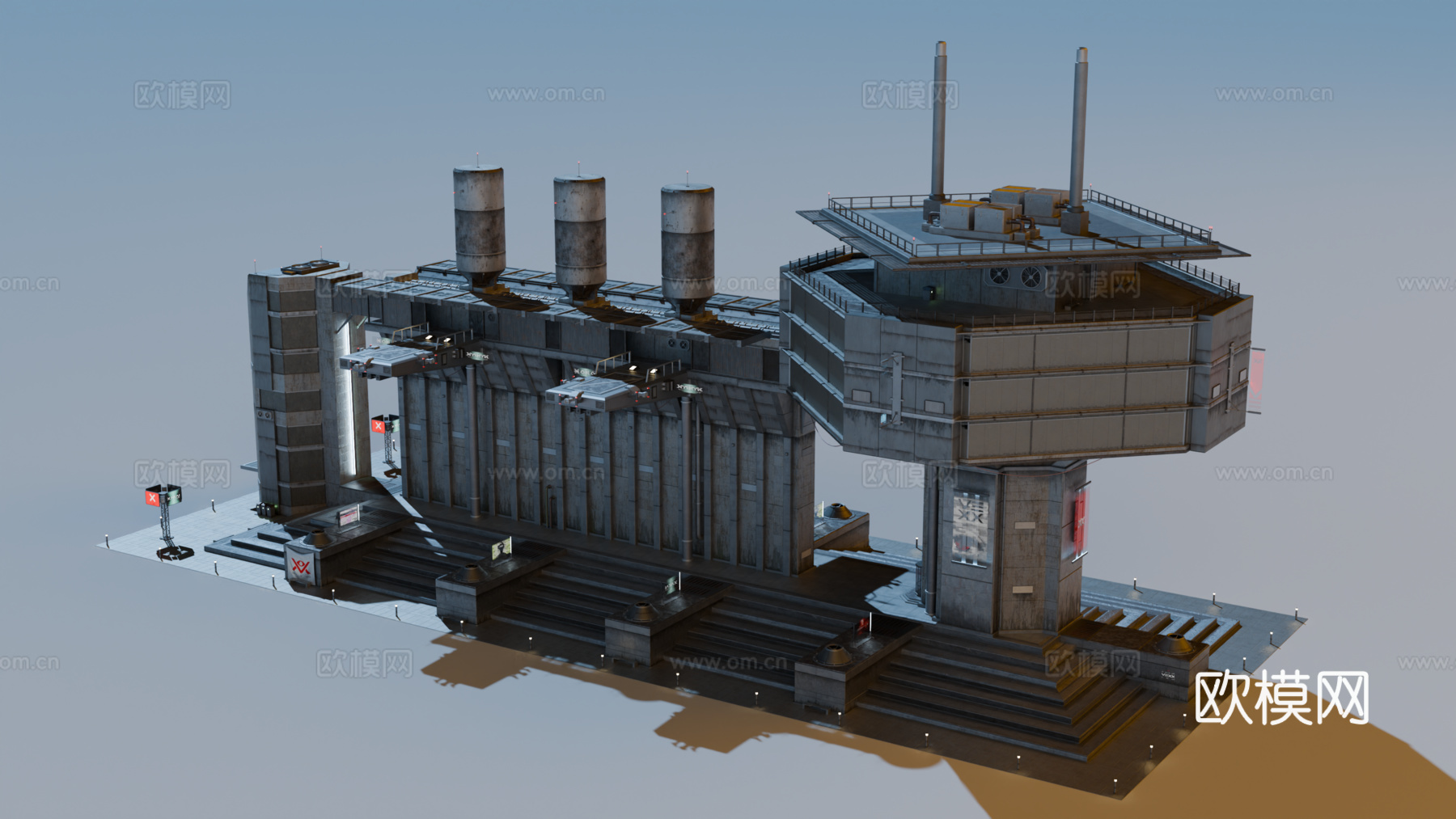 工业建筑 赛博朋克建筑 科幻建筑 城市建筑 工业城市建筑su模型