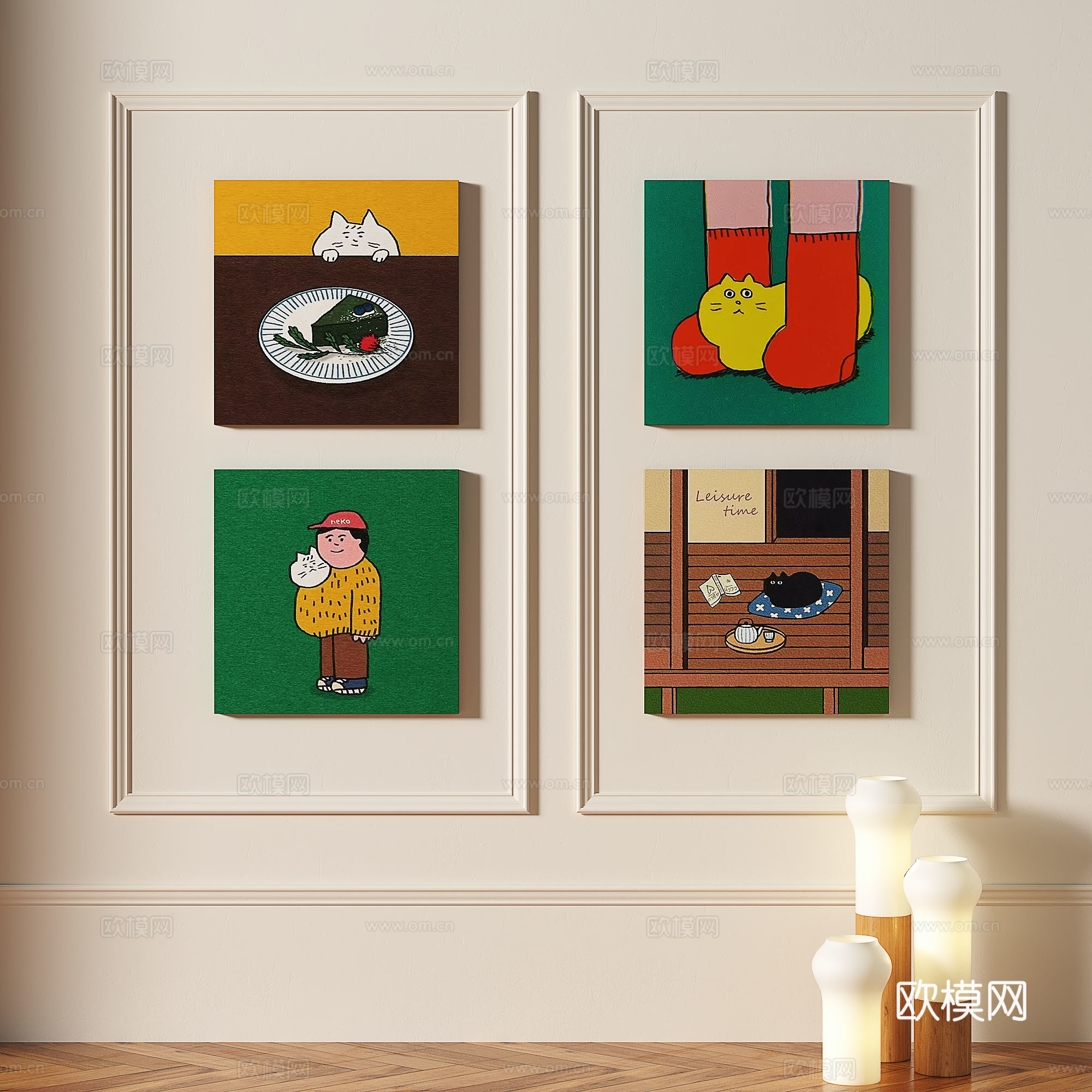 现代，简约，抽象，多巴胺，装饰画3d模型下载