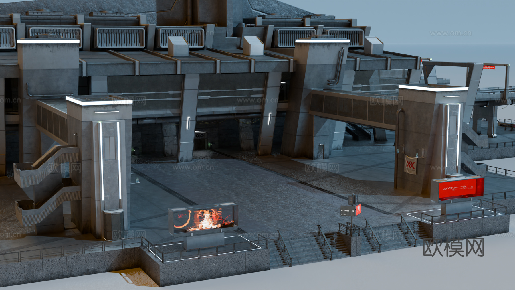 工业建筑 赛博朋克建筑 科幻建筑 城市建筑 工业城市建筑su模型