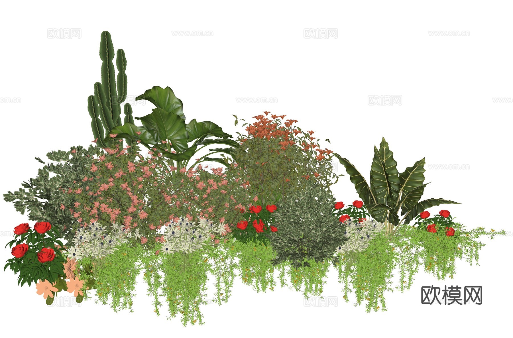 现代庭院植物堆景观组合su模型