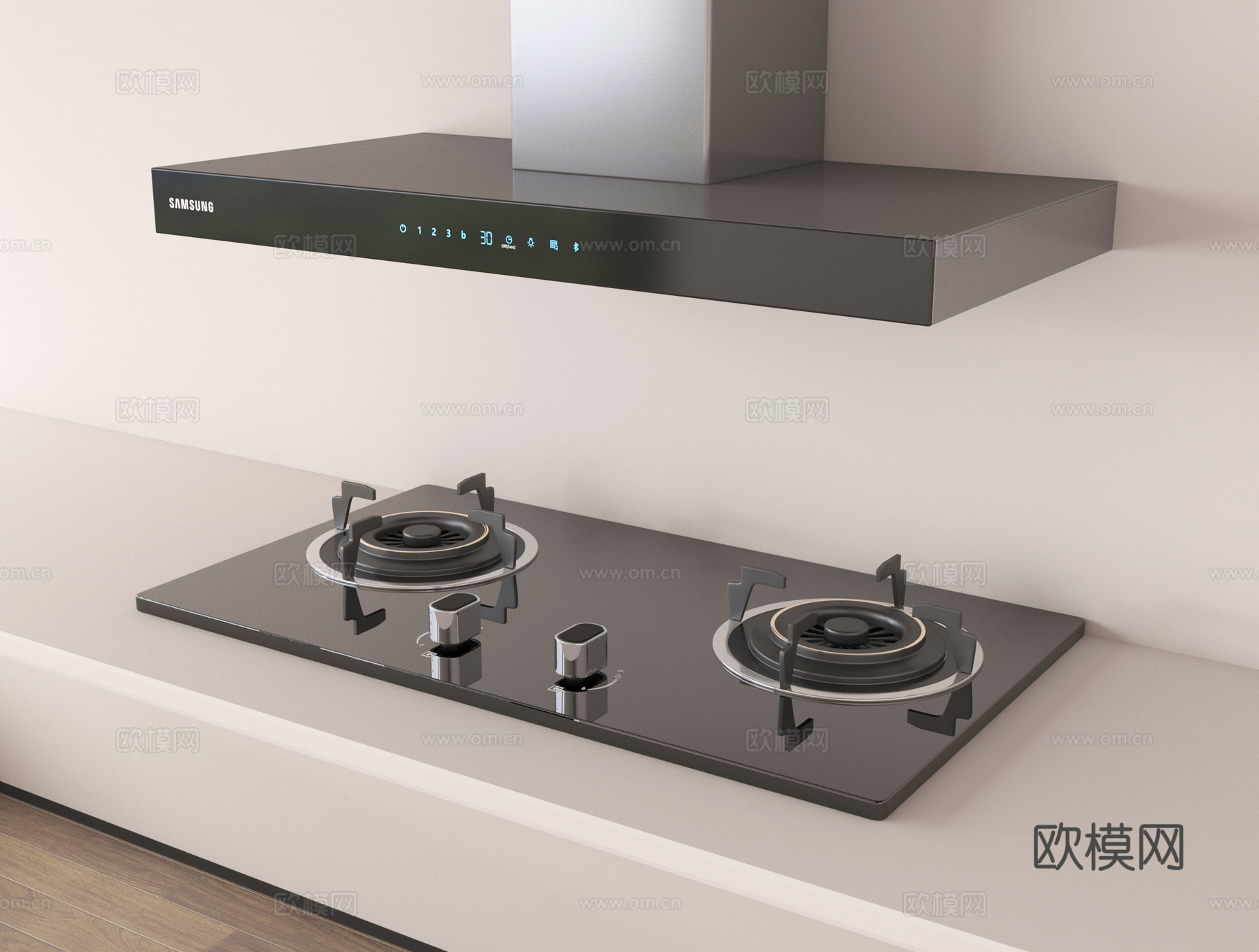 现代油烟机 燃气灶su模型