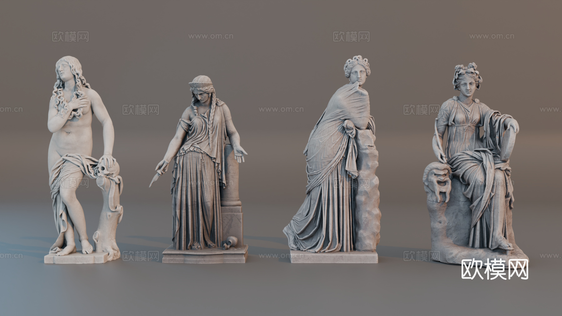 雕像 石像 欧式复古雕像 神话雕像 人物雕像su模型