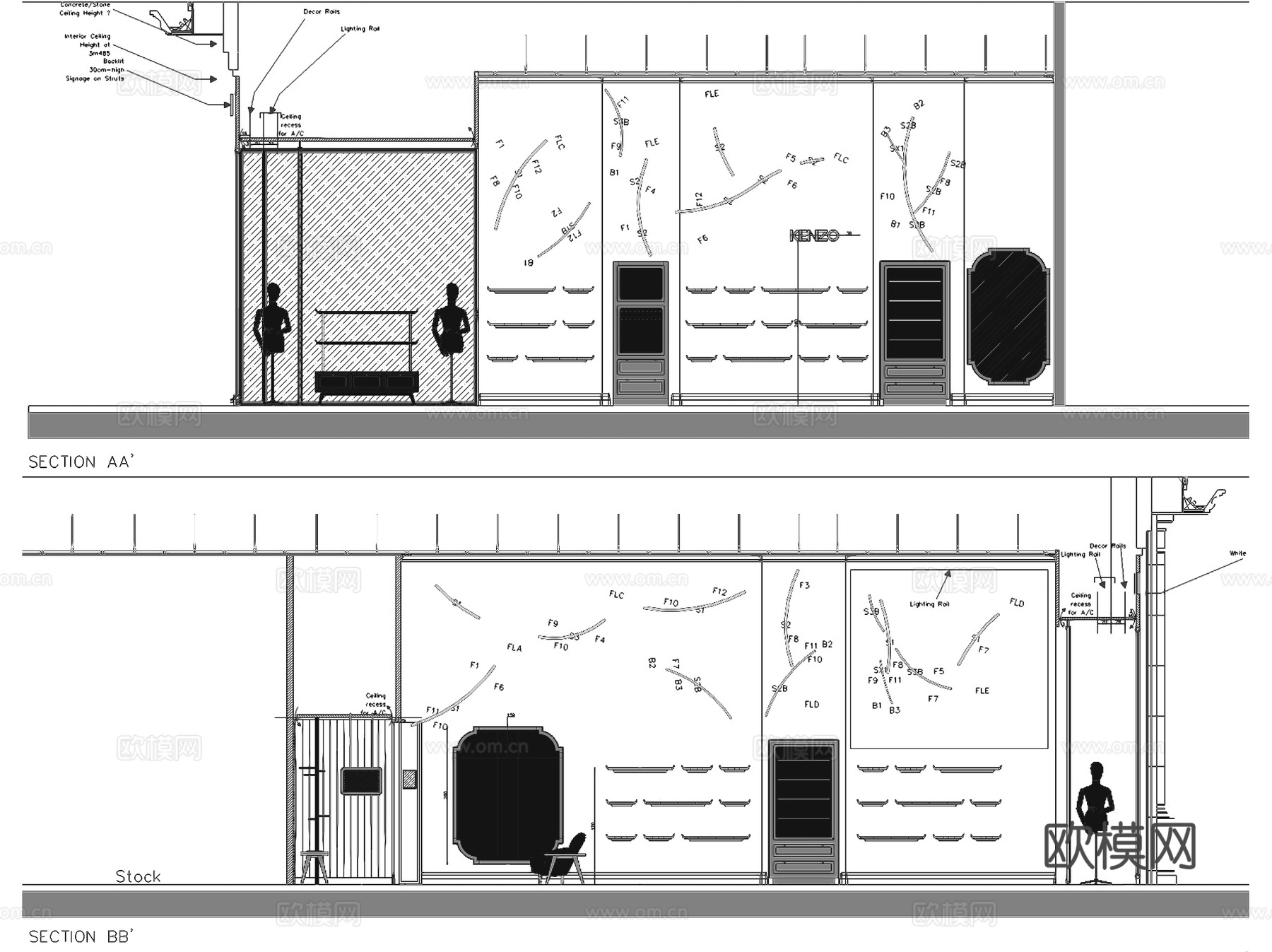 澳门四季酒店KENZO服装店室内工装CAD施工图cad施工图