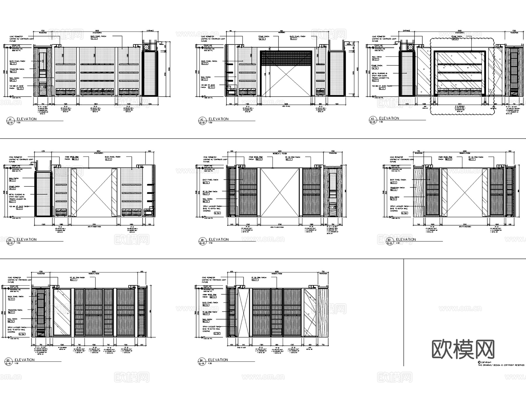 巴宝莉BURBERRY福州东方店服装店室内工装CAD施工图cad施工图
