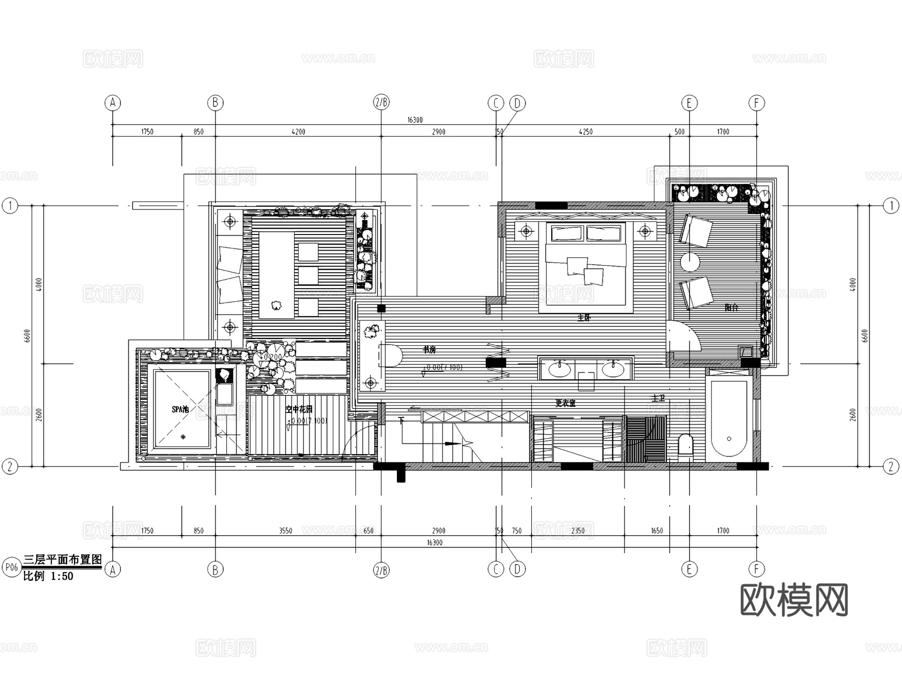 重庆奥林匹克花园三层联排别墅室内家装CAD施工图cad施工图