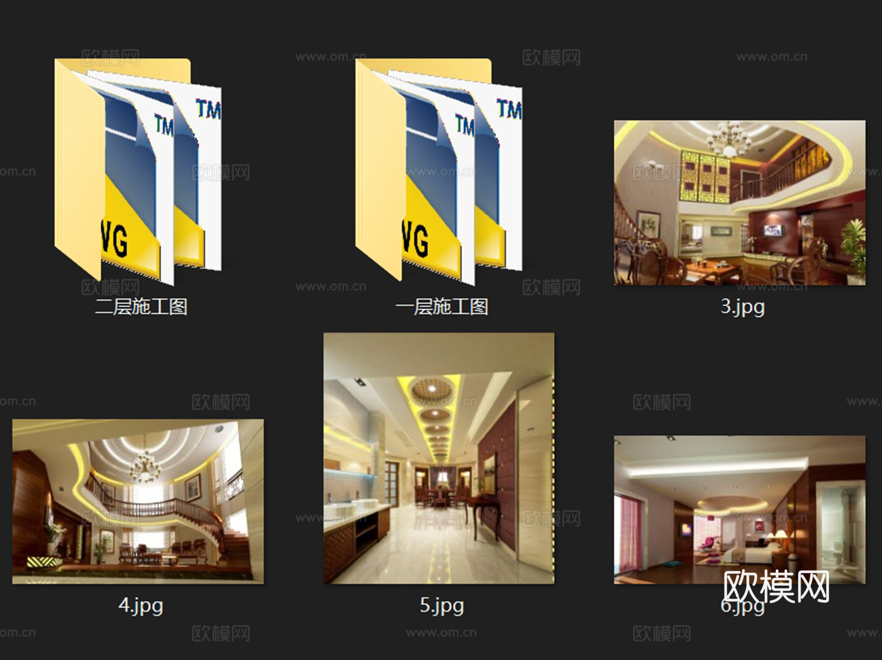 远景豪庭二层别墅室内家装CAD施工图cad施工图