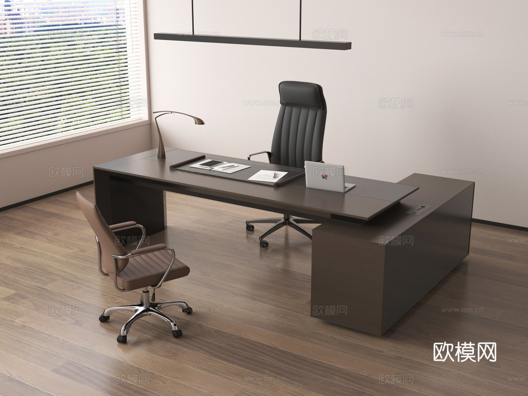 现代经理办公桌椅组合su模型