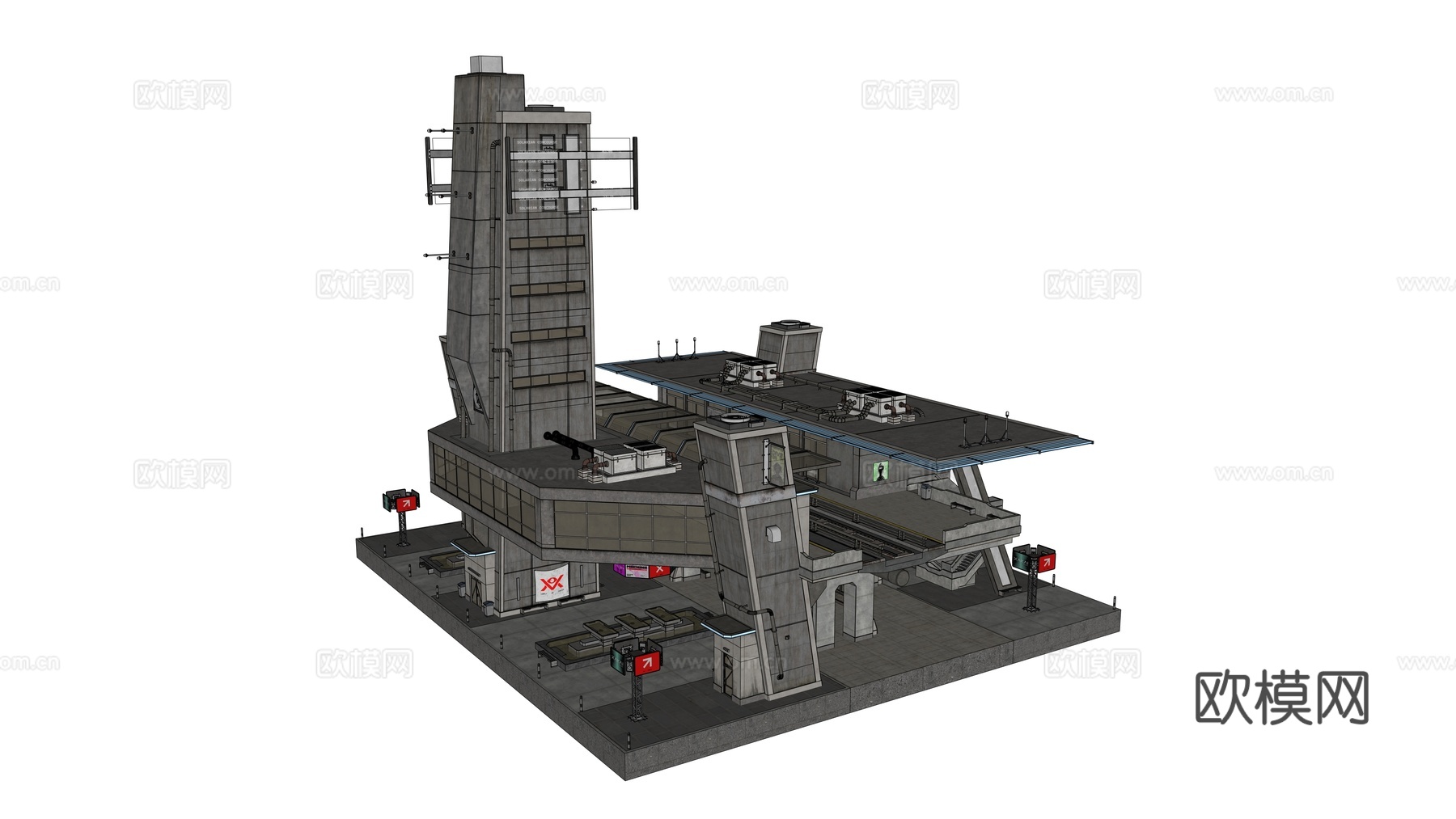 工业建筑 赛博朋克建筑 科幻建筑 城市建筑 工业城市建筑su模型