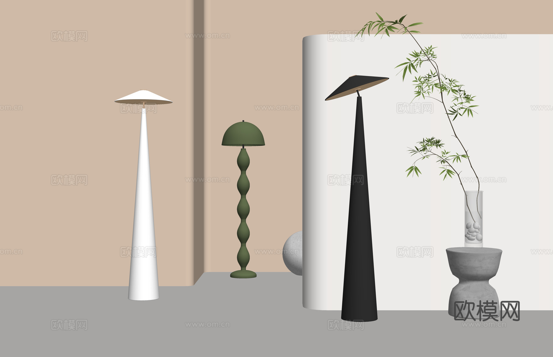 摆件 架子 桌子 灯具 书籍su模型
