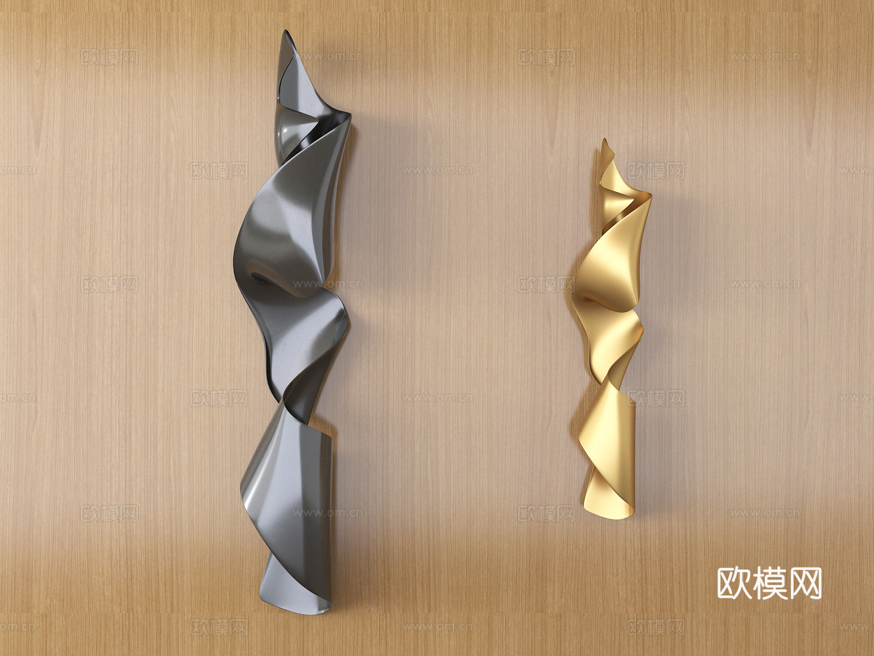 现代抽象金属墙面挂饰su模型