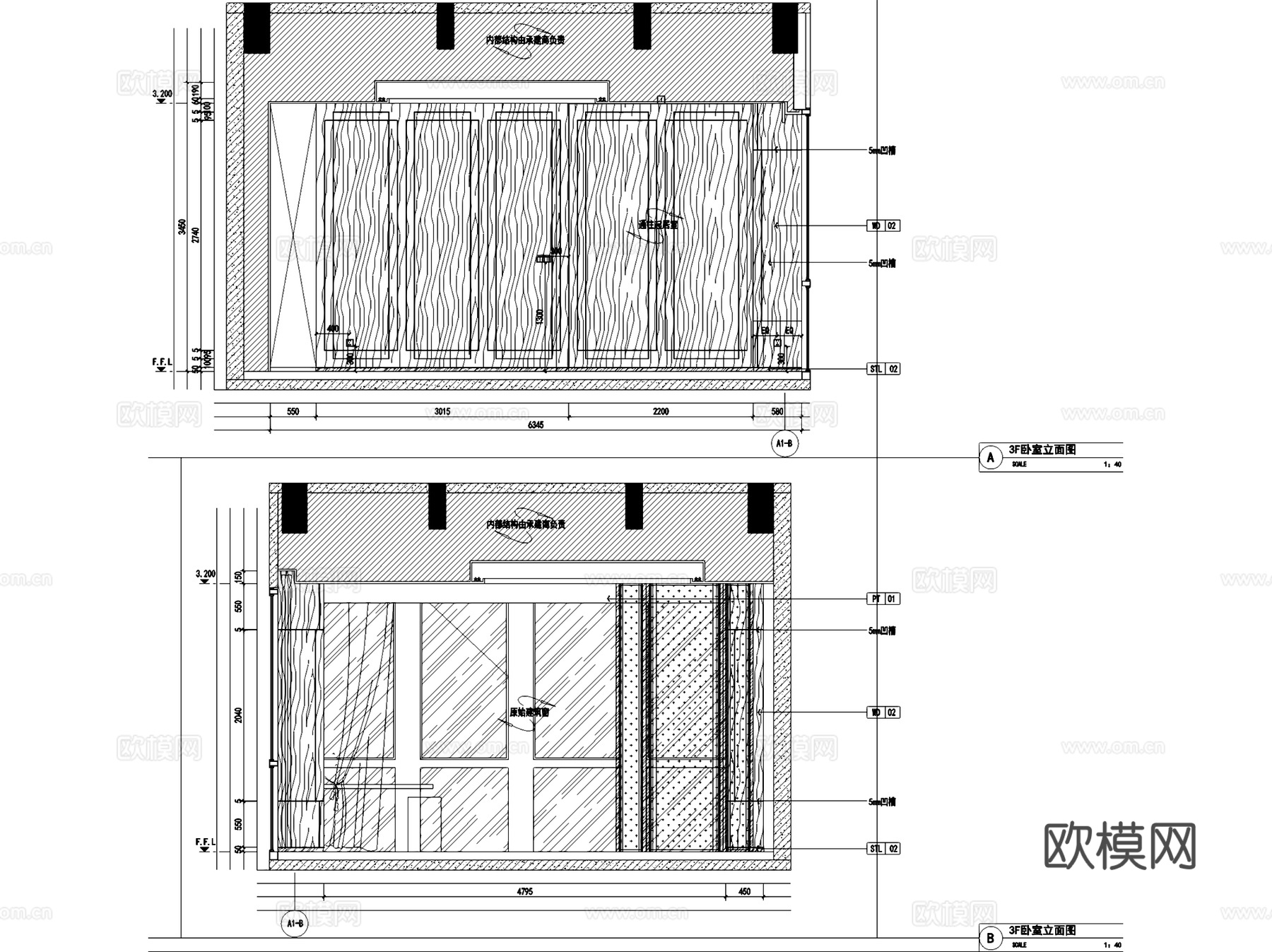 万科御河硅谷A样板间三层别墅室内家装CAD施工图整套cad施工图