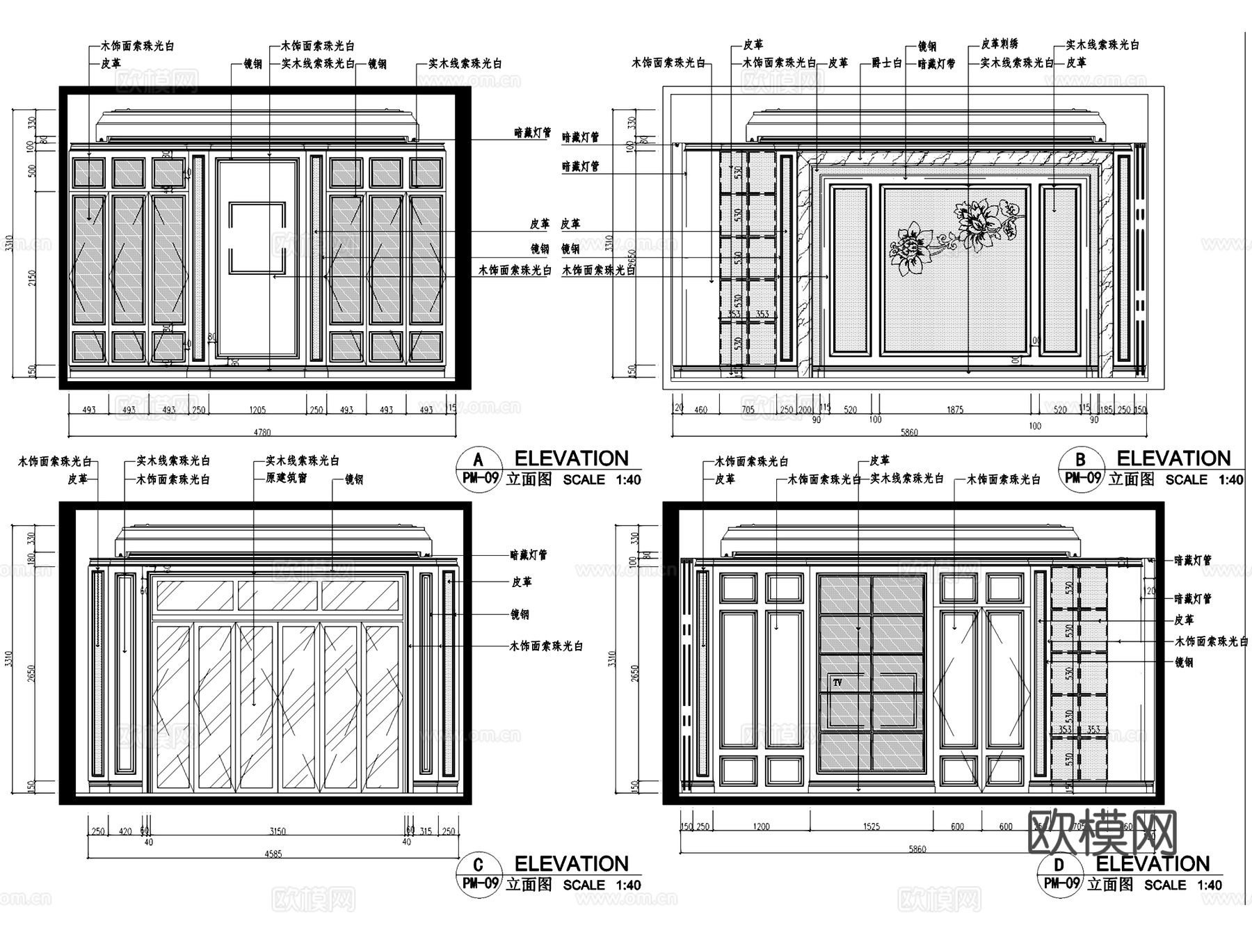 银湖二层别墅室内家装CAD施工图cad施工图