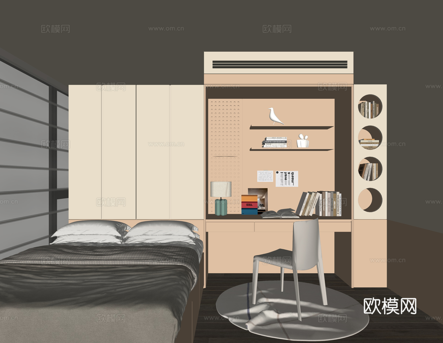 现代榻榻米卧室su模型