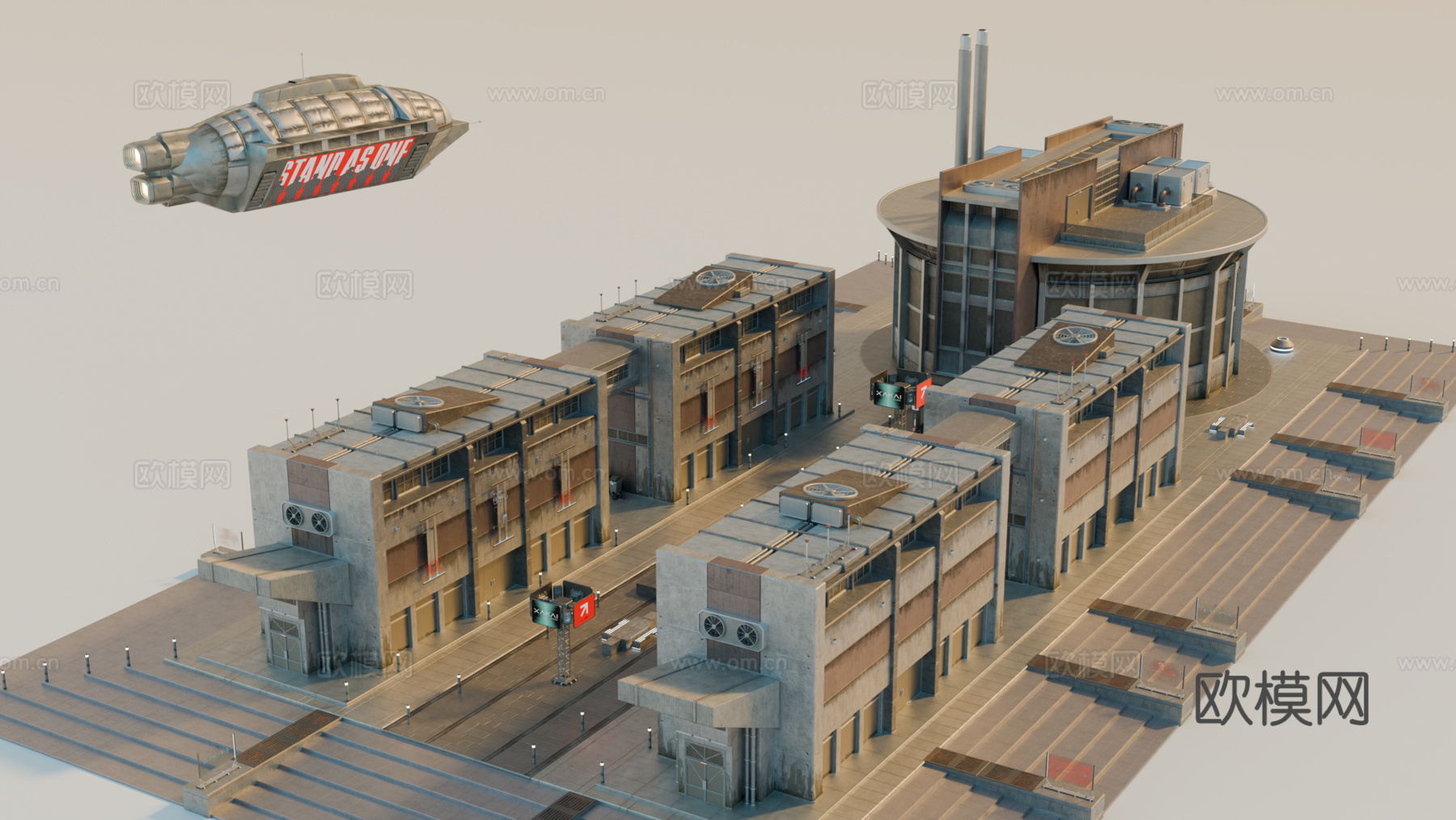 工业建筑 赛博朋克建筑 科幻建筑 城市建筑 工业城市建筑su模型