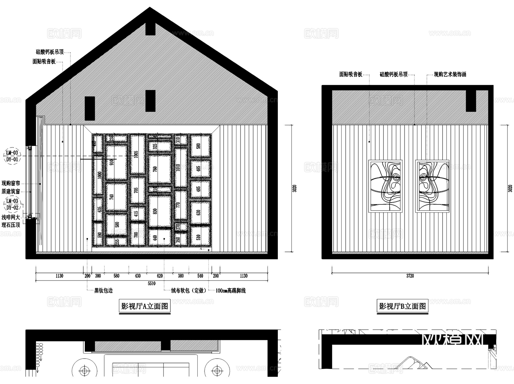 长乐中式私宅别墅顶层公区室内家装CAD施工图cad施工图